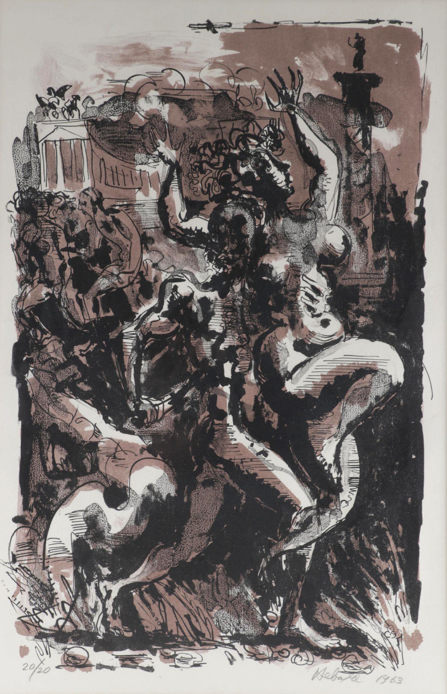 Milton Hebald Figural Color Lithograph, 1963