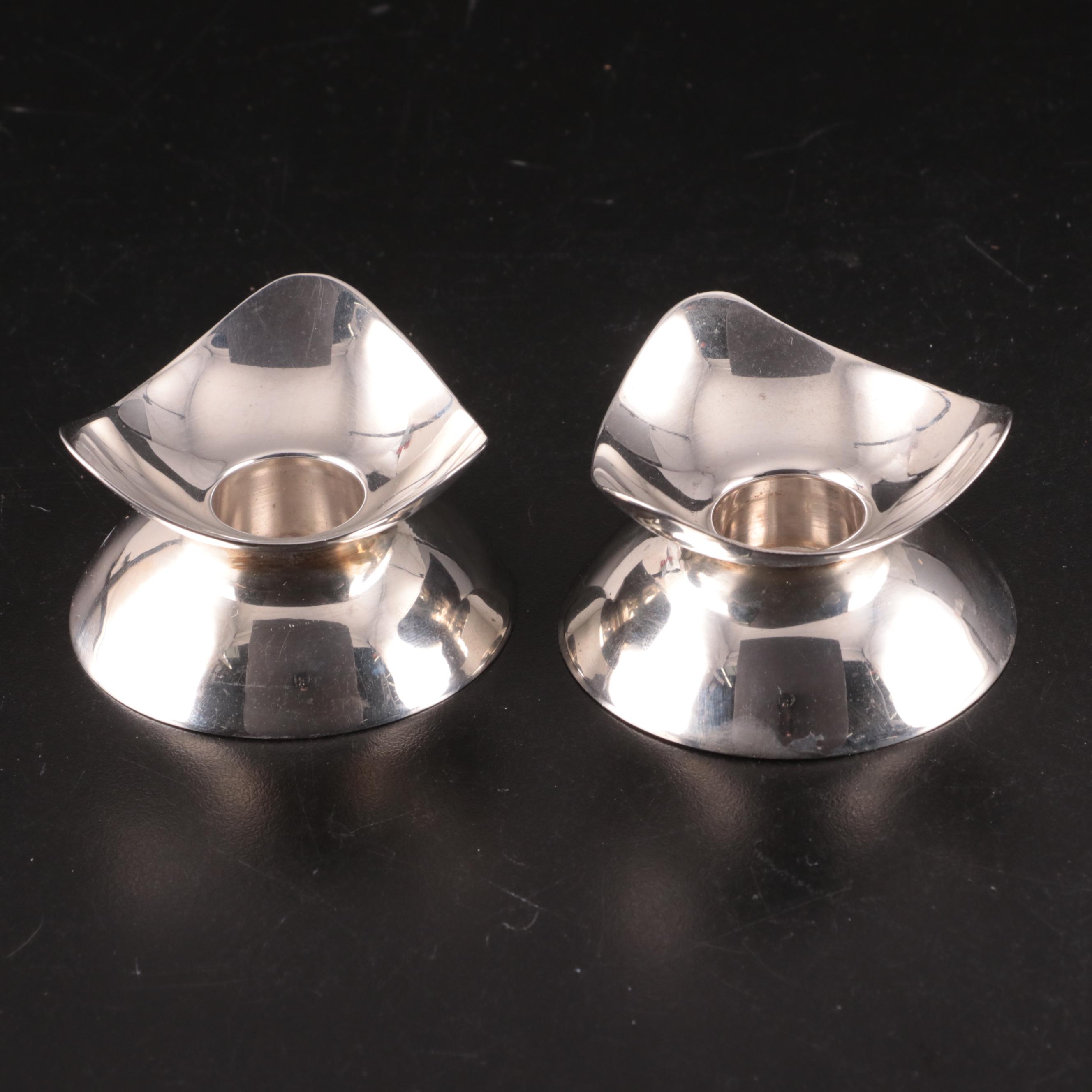 Juventino Lopez Reyes Sterling Silver Candlesticks with Other Modernist Sterling