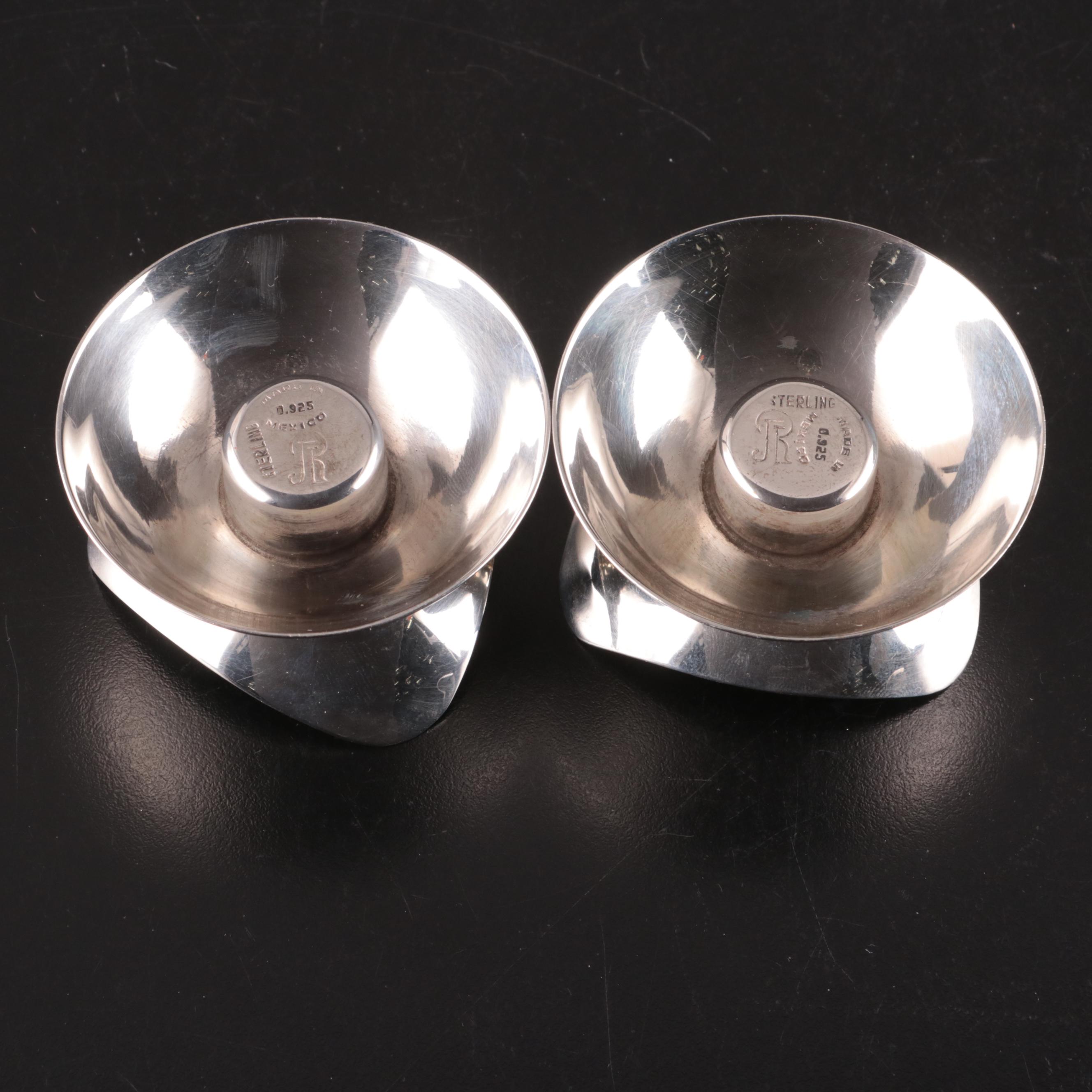 Juventino Lopez Reyes Sterling Silver Candlesticks with Other Modernist Sterling