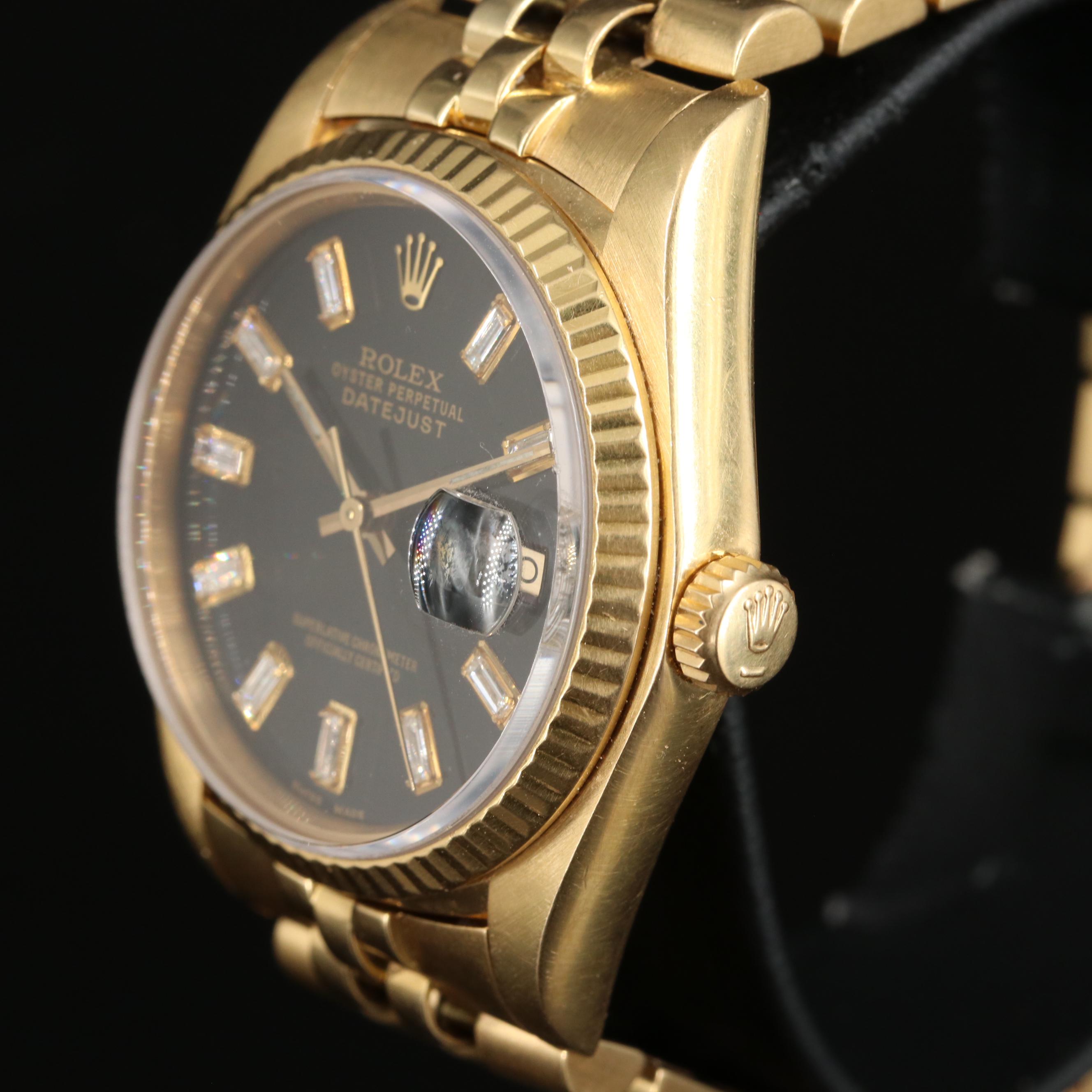 1982 18K Rolex Custom Diamond Dial Datejust Watch