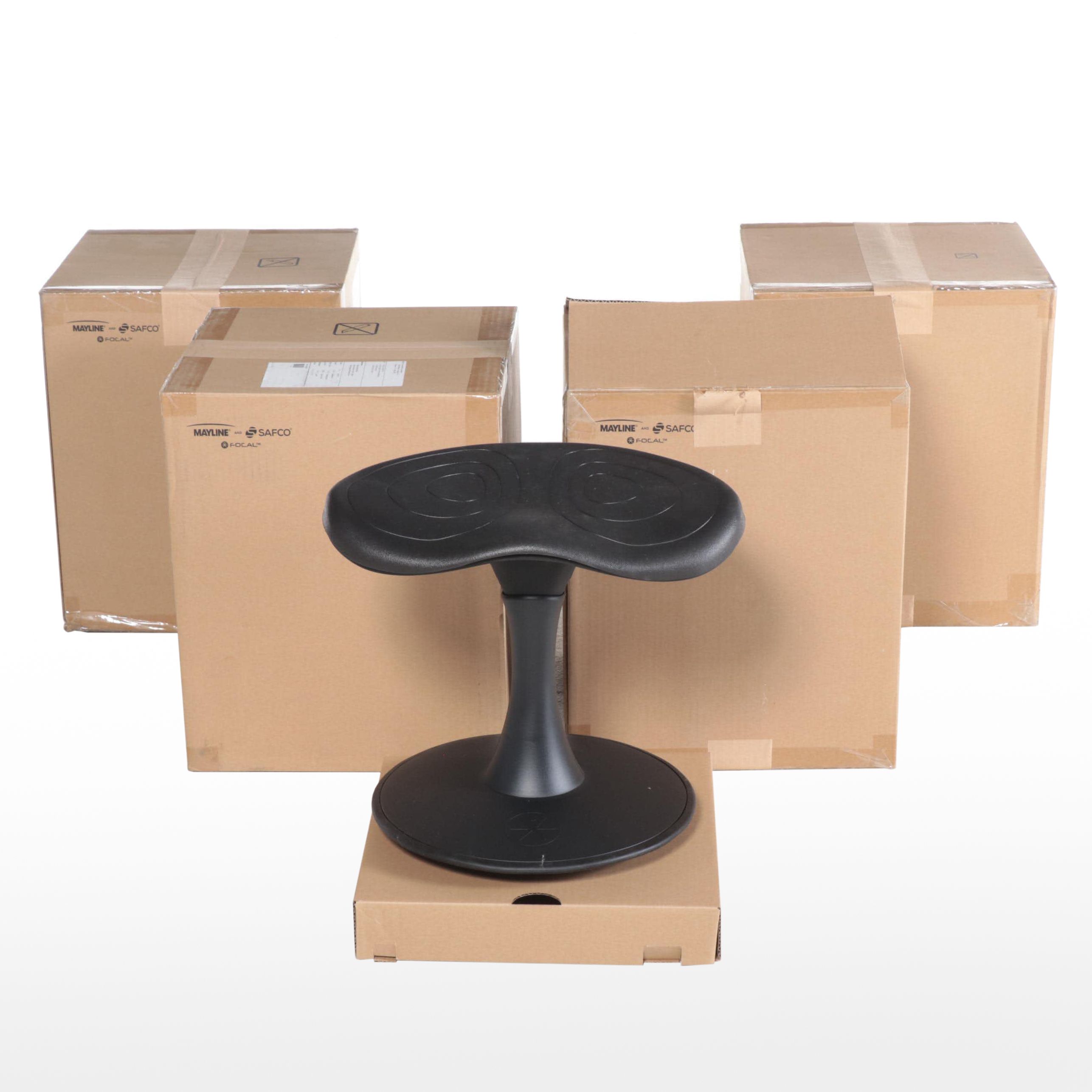 Four Mayline and Safco 14" Focal Fidget Active Seating Stools in Black