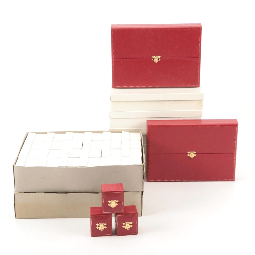 Red Leatherette Ring Boxes and Necklace Jewelry Cases