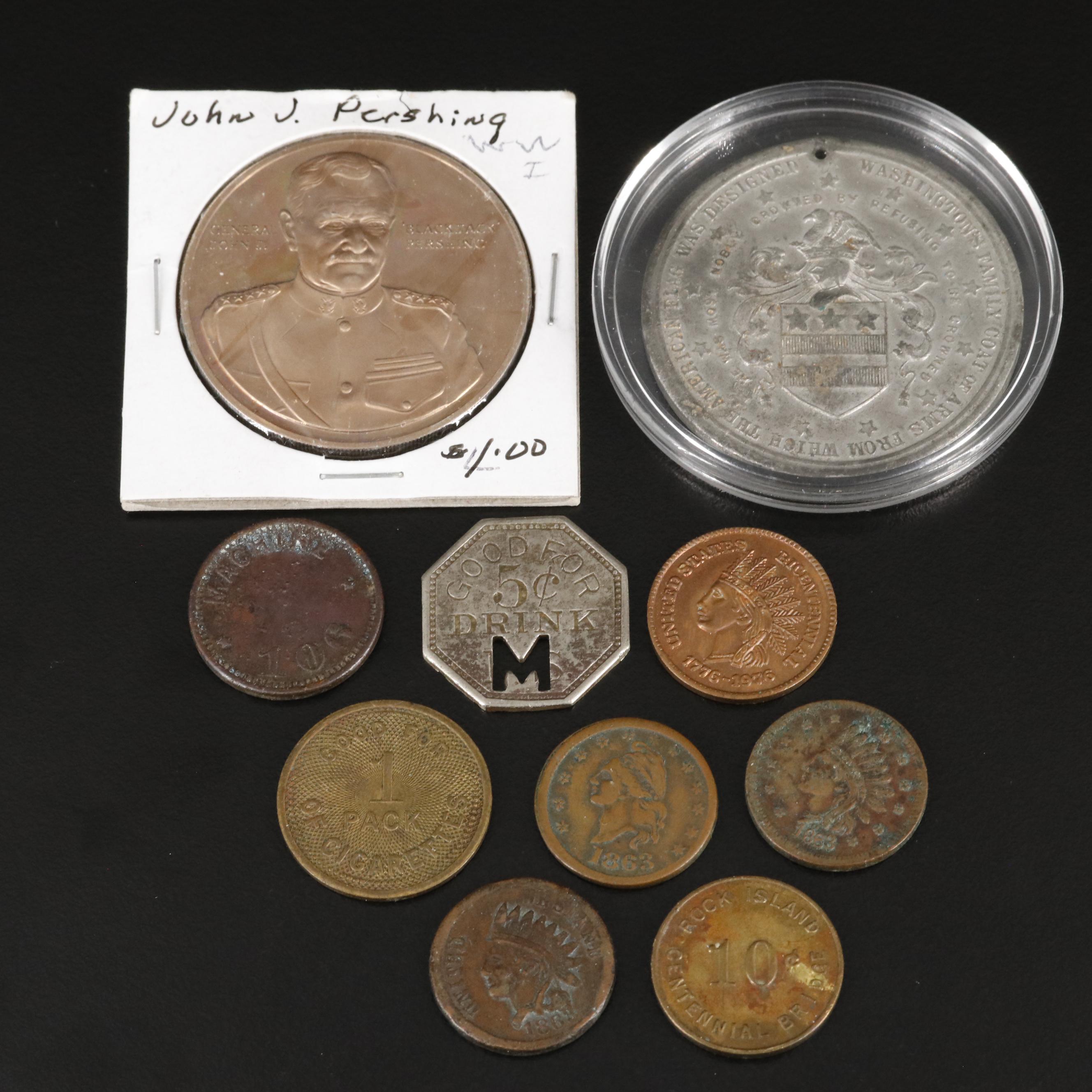 Collection of Ten Tokens, Civil War Tokens, and Medals