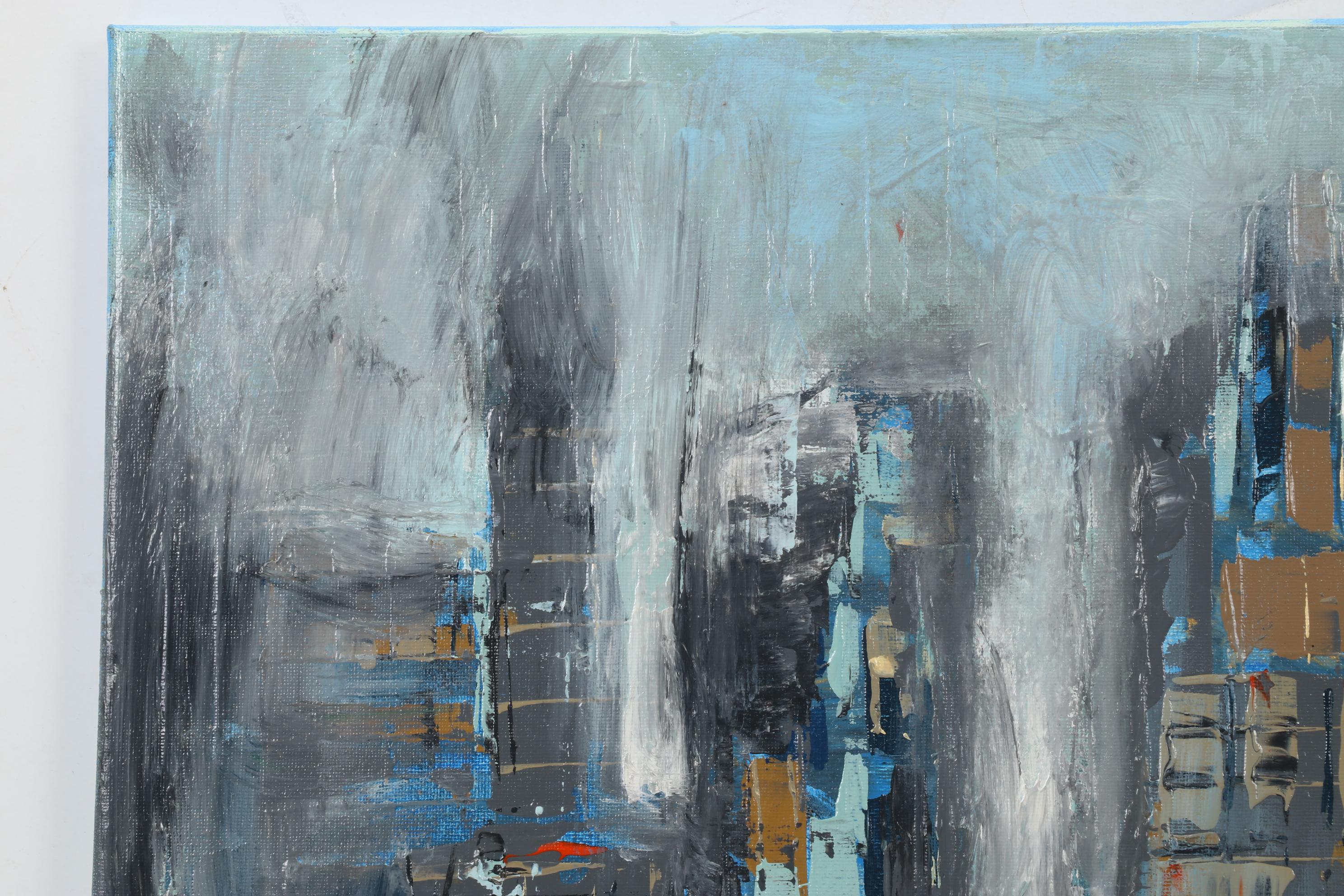 Farshad Lanjani Acrylic Painting of City Street Scene, 21st Century