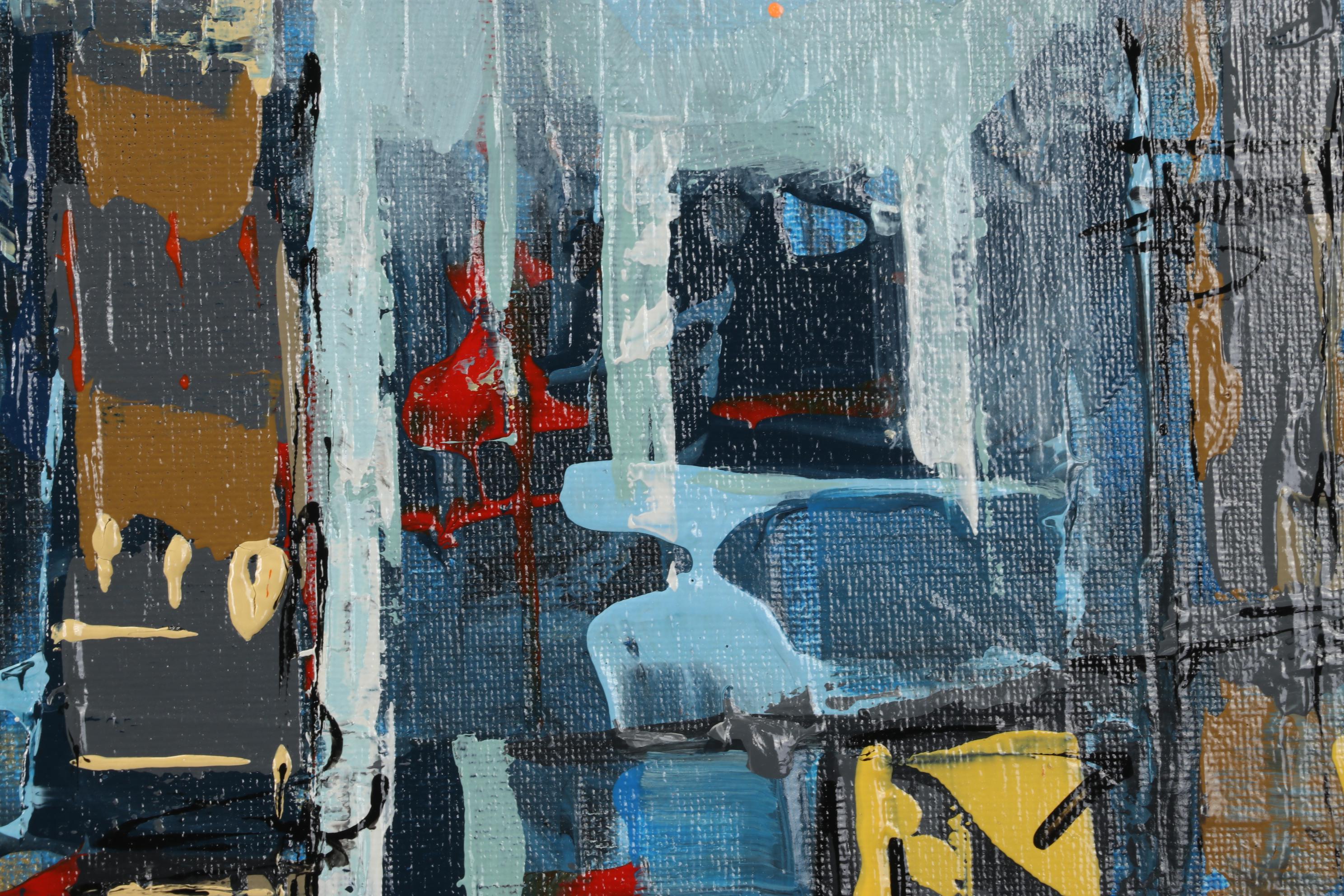 Farshad Lanjani Acrylic Painting of City Street Scene, 21st Century