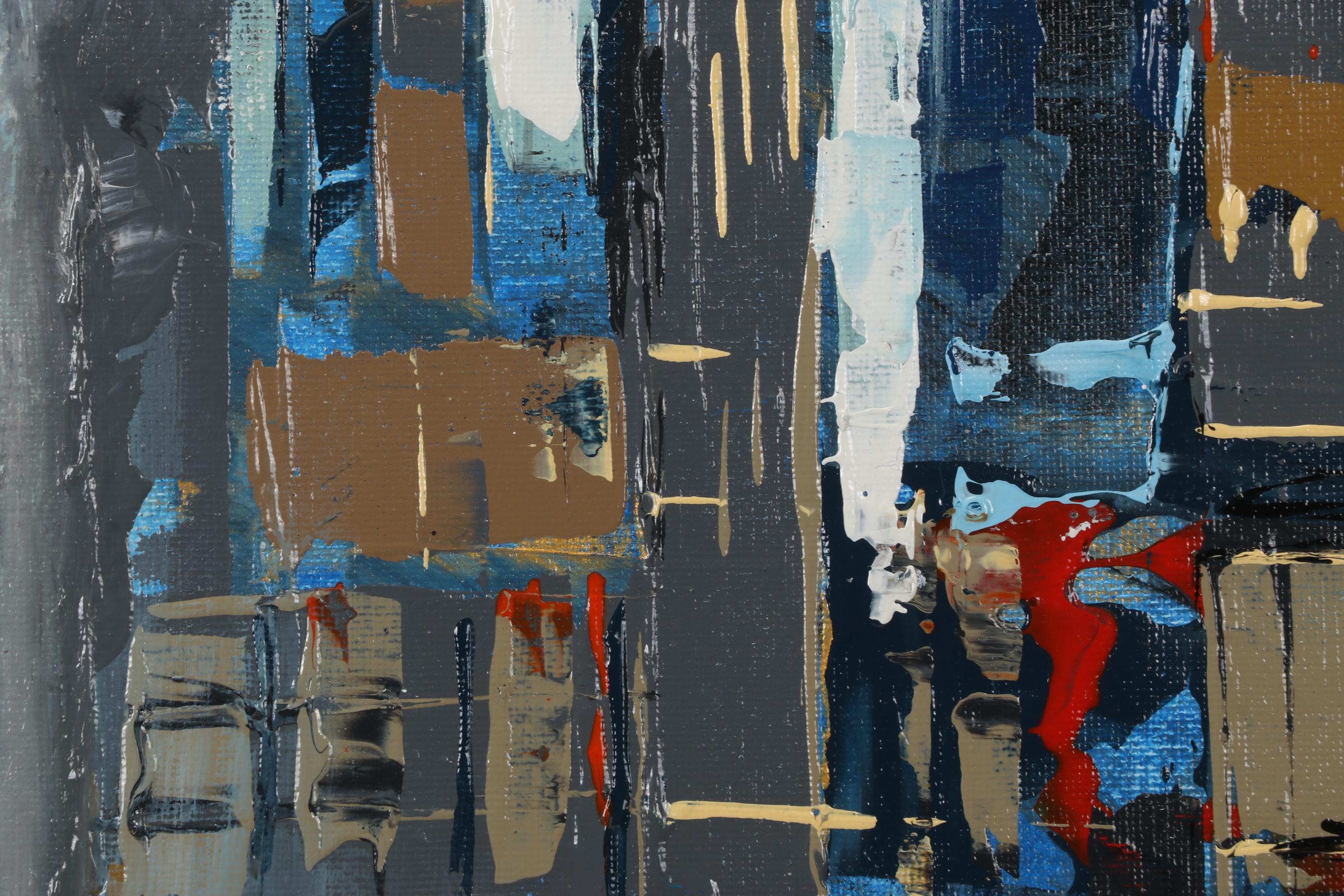 Farshad Lanjani Acrylic Painting of City Street Scene, 21st Century