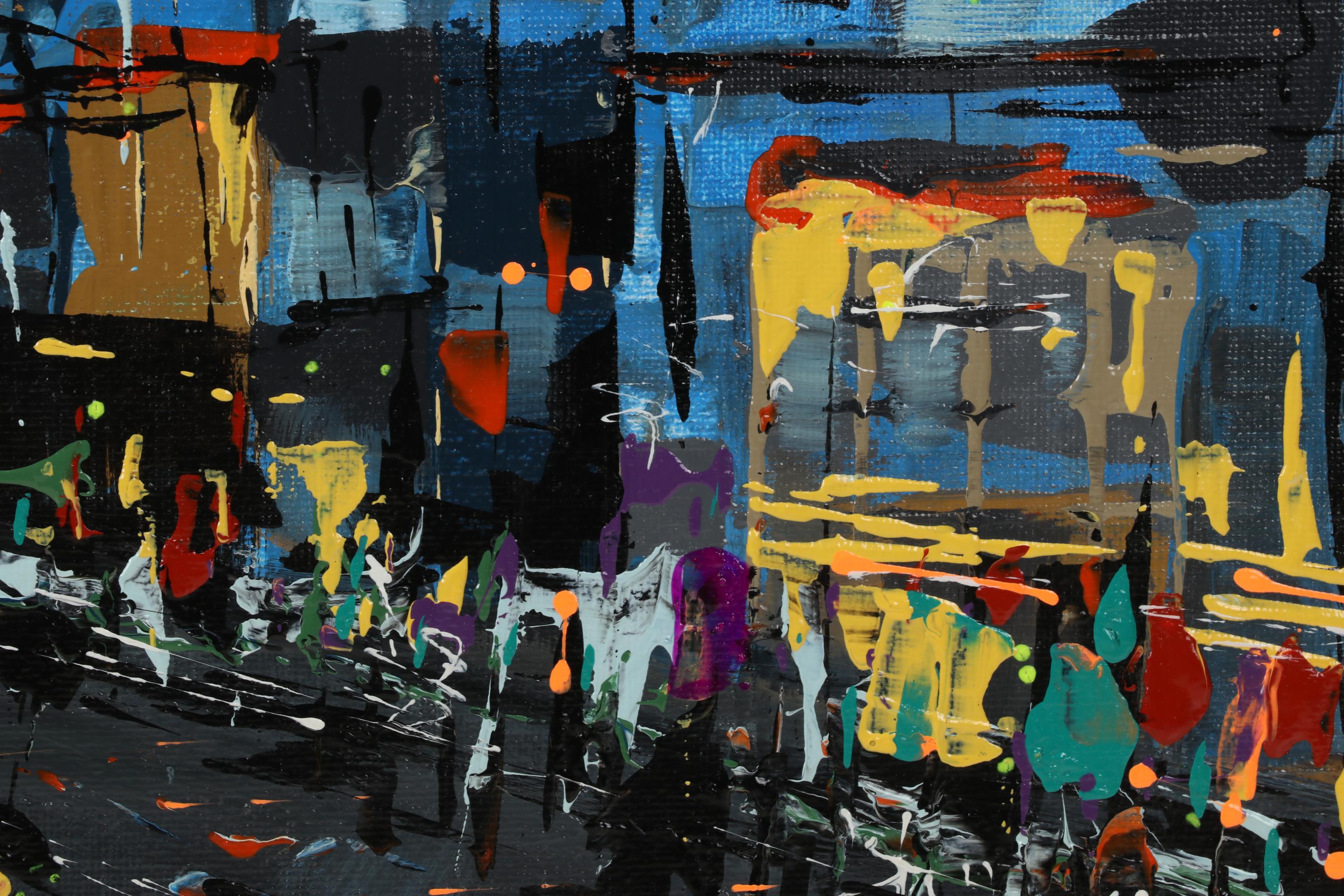 Farshad Lanjani Acrylic Painting of City Street Scene, 21st Century