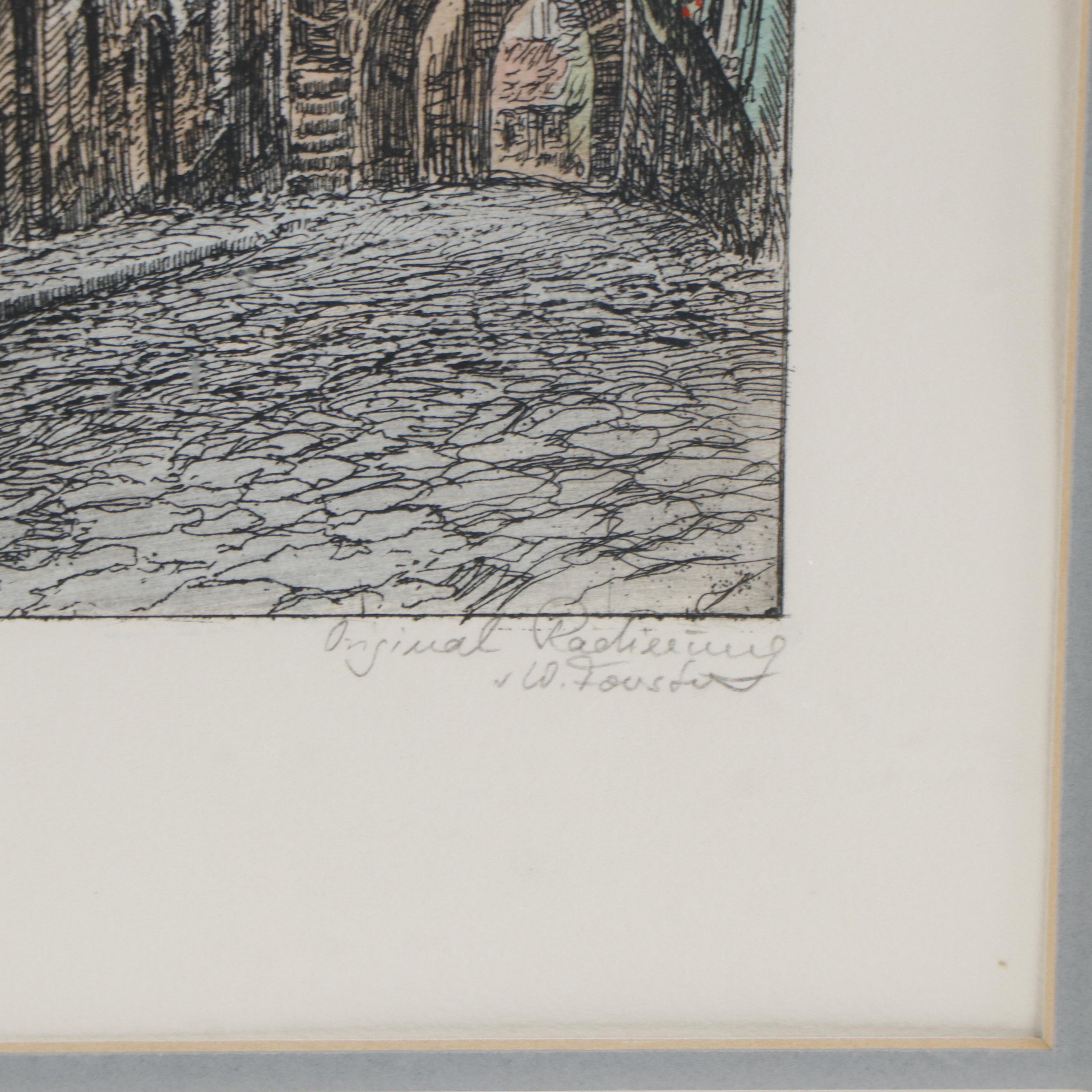 Willi Foerster Hand-Colored Etching "Rothenburg ob der Tauber"