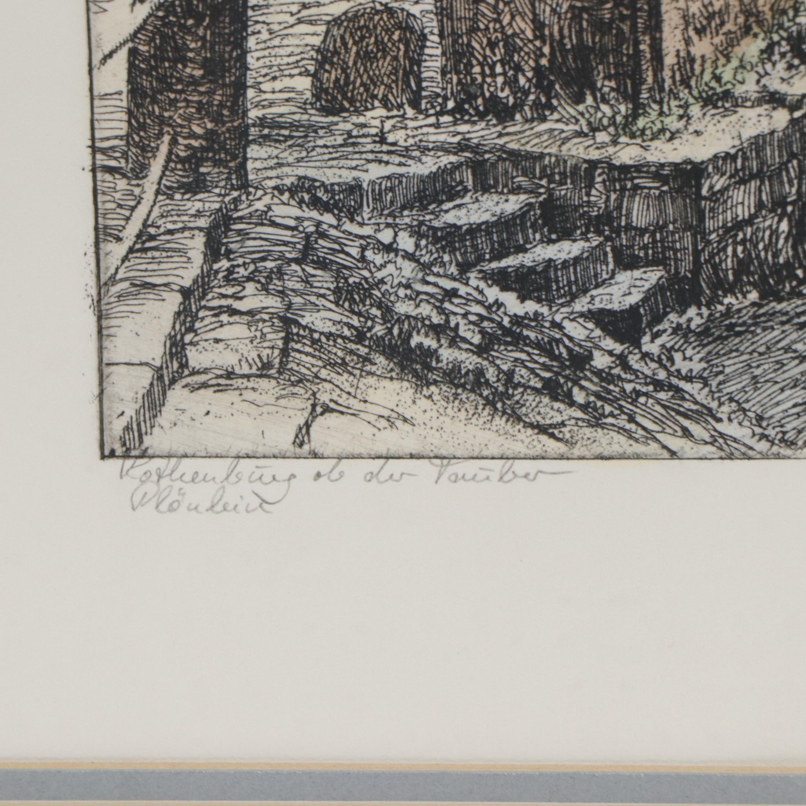 Willi Foerster Hand-Colored Etching "Rothenburg ob der Tauber"