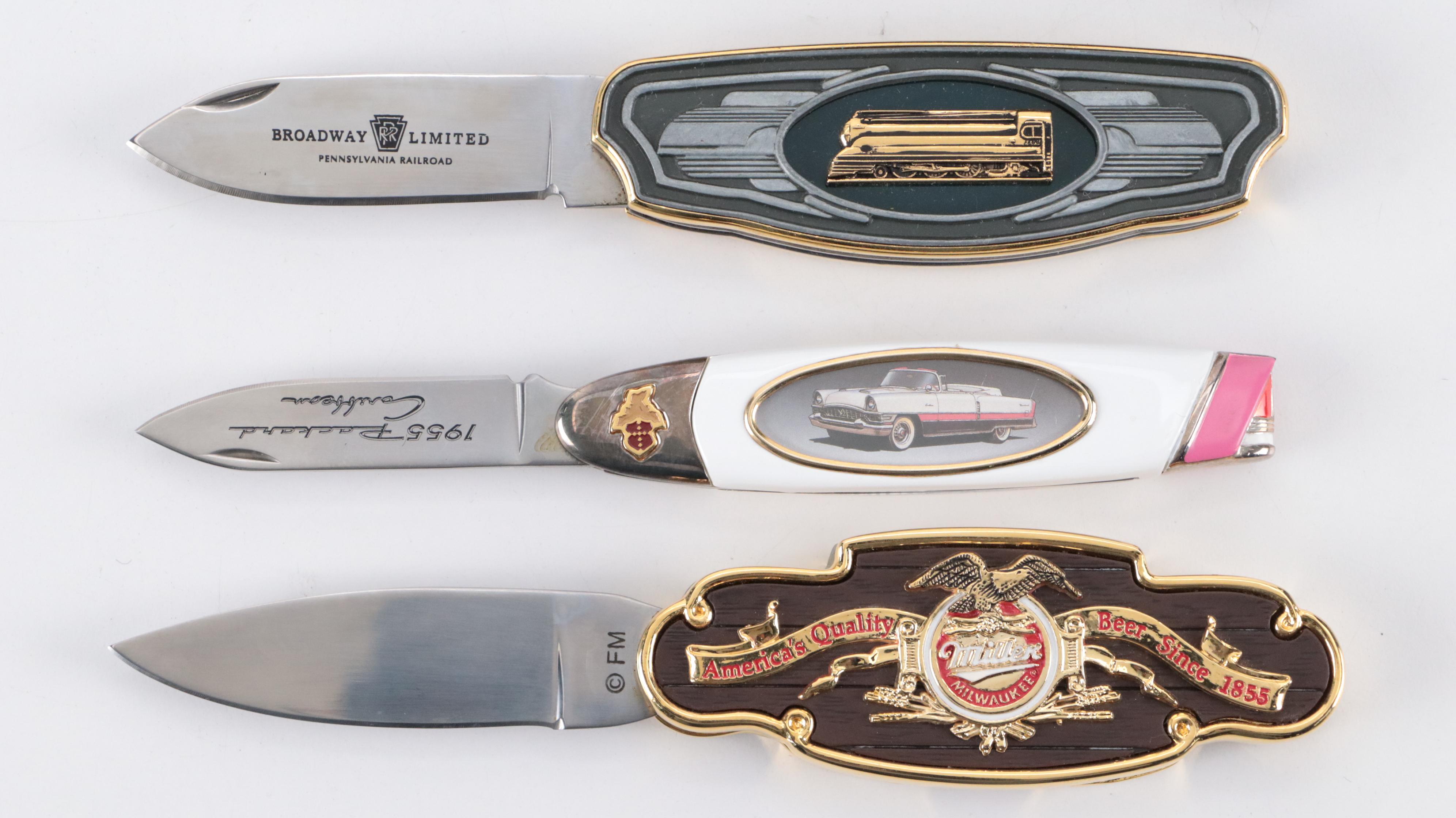 Franklin Mint Collectible Knives with NASCAR, Miller Brewing Examples and Others