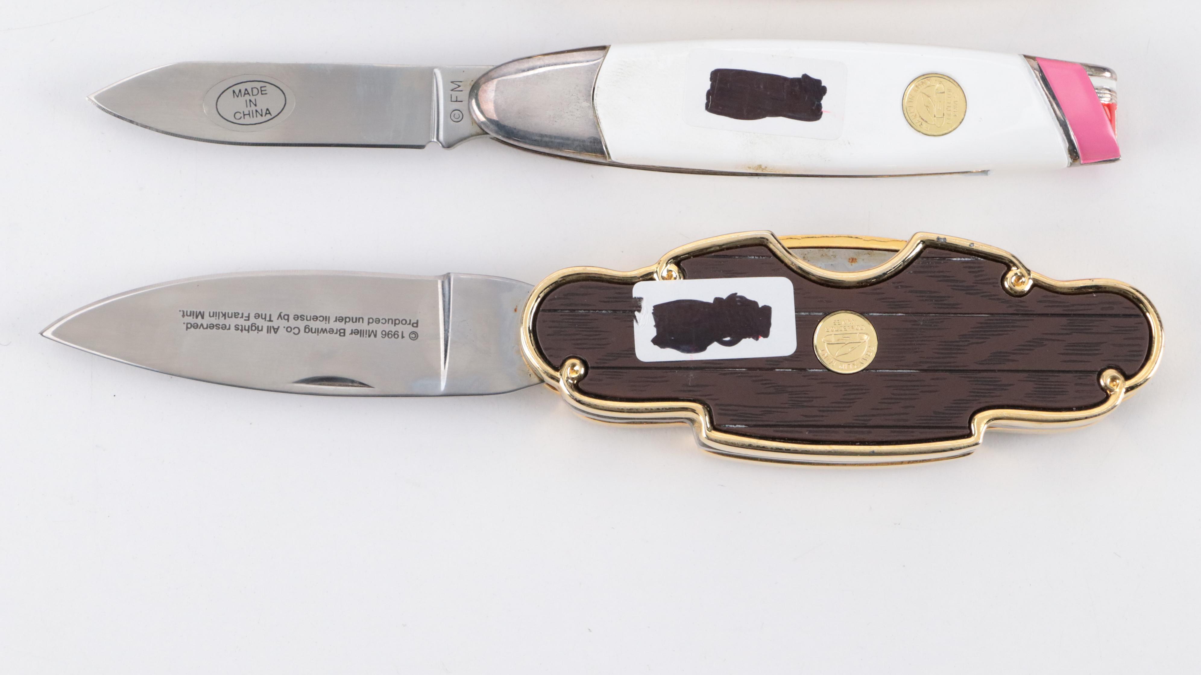 Franklin Mint Collectible Knives with NASCAR, Miller Brewing Examples and Others