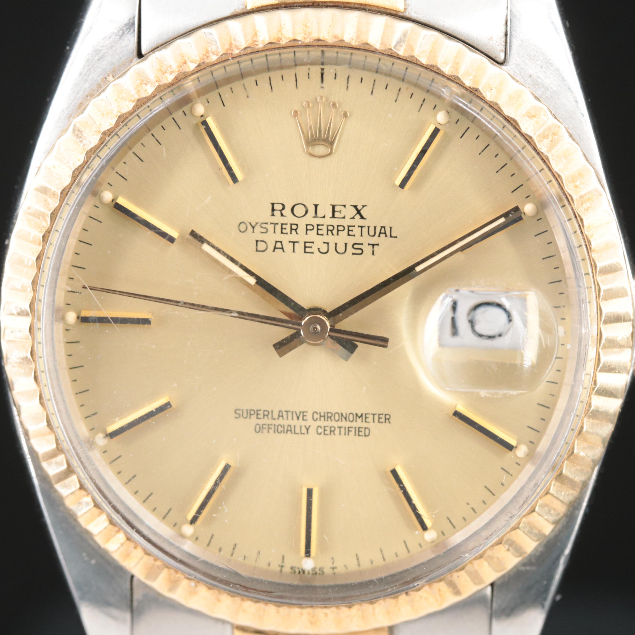 1982 Rolex Champagne Dial Two-Tone Datejust 18k and Stainless Steel Watch