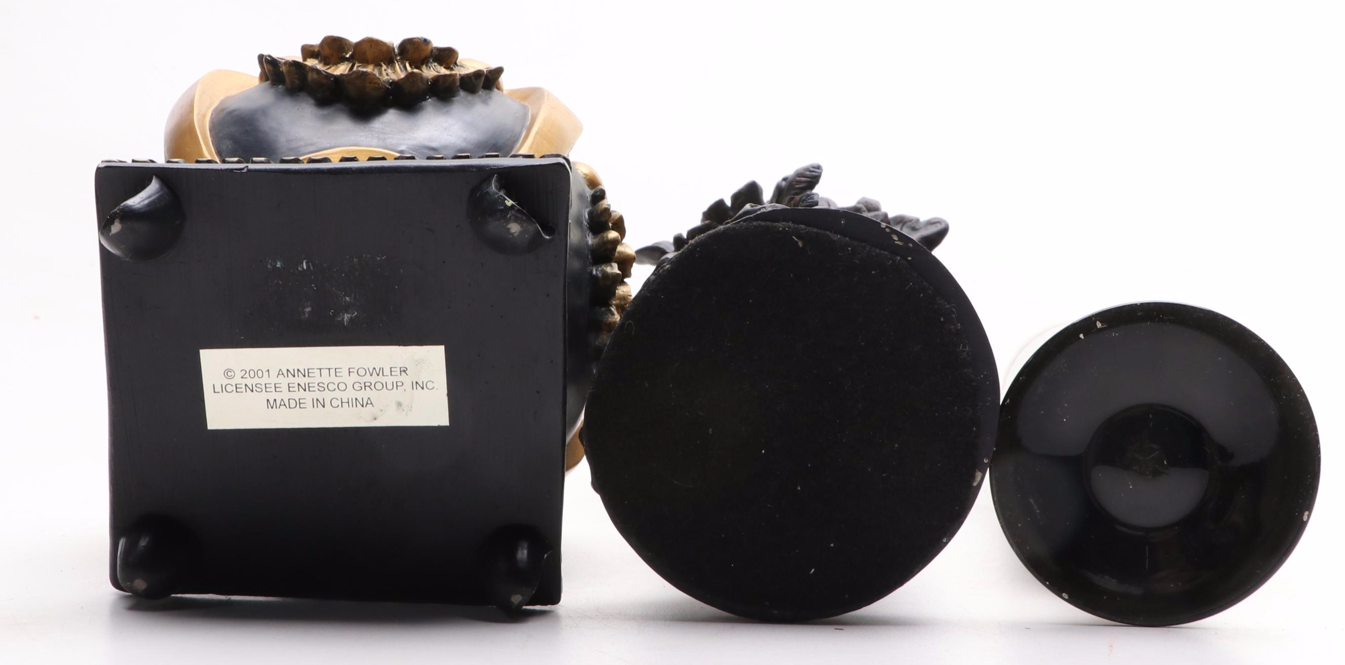 PM. Craftsman Brass Bookends with Enesco Resin Trinket Box and More