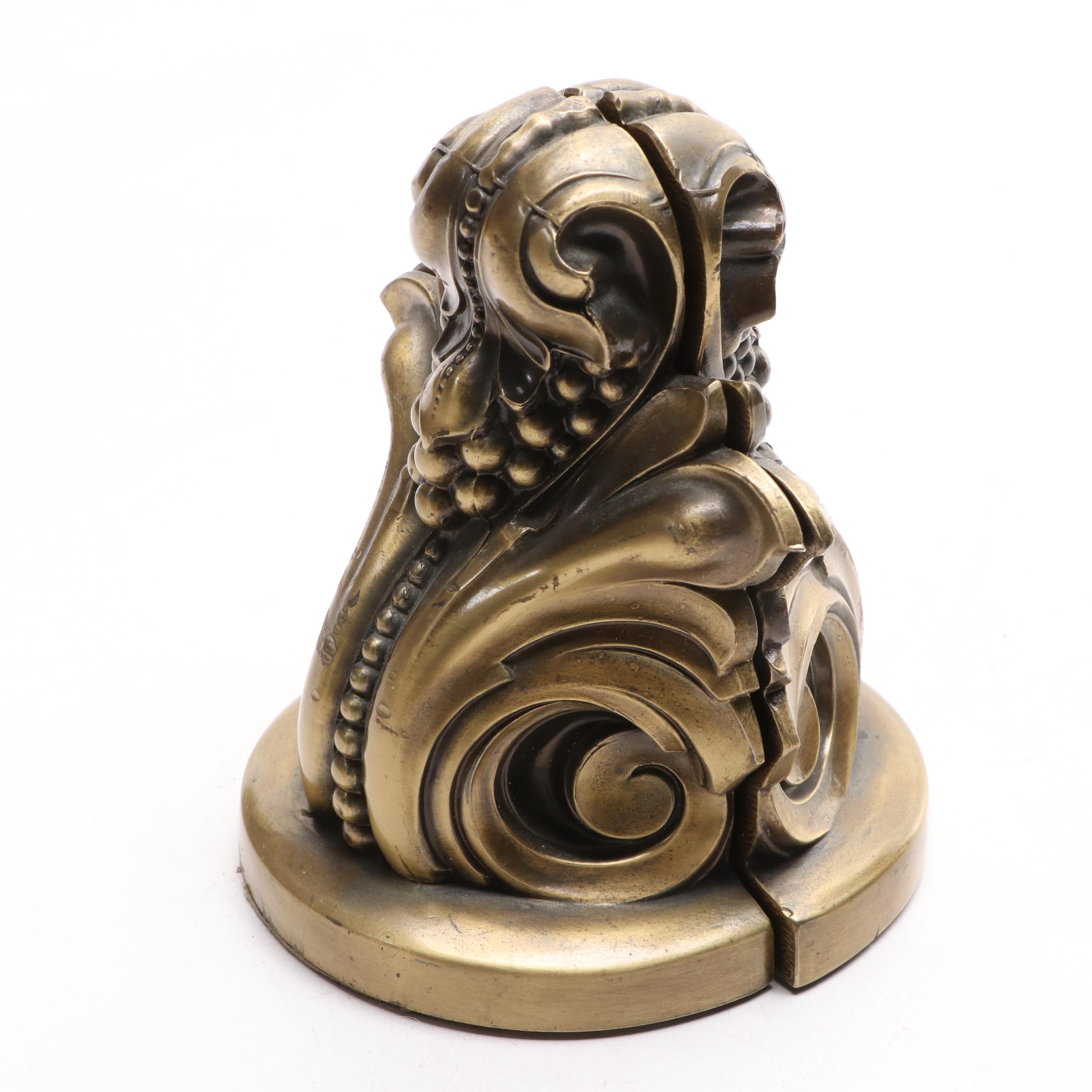 PM. Craftsman Brass Bookends with Enesco Resin Trinket Box and More