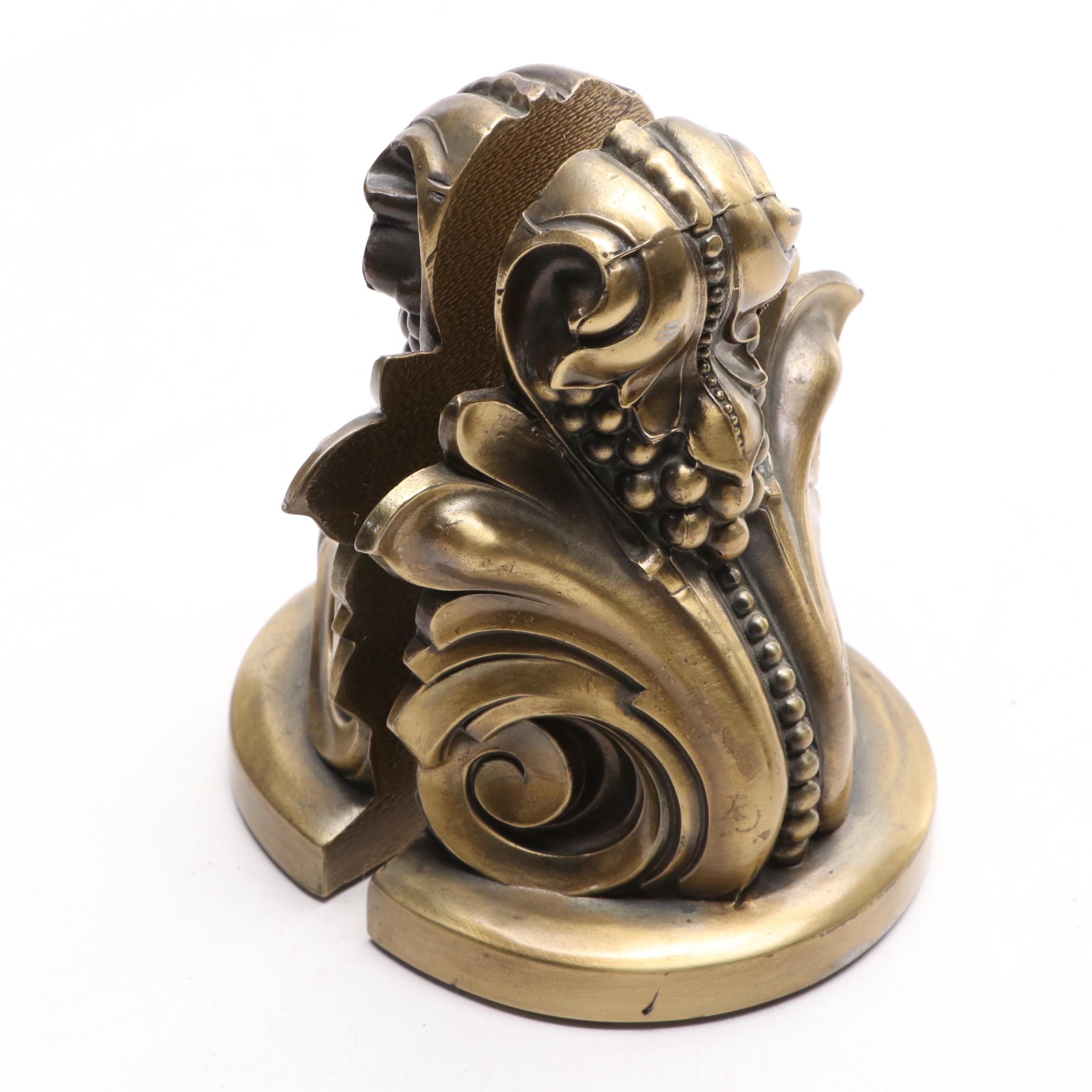 PM. Craftsman Brass Bookends with Enesco Resin Trinket Box and More