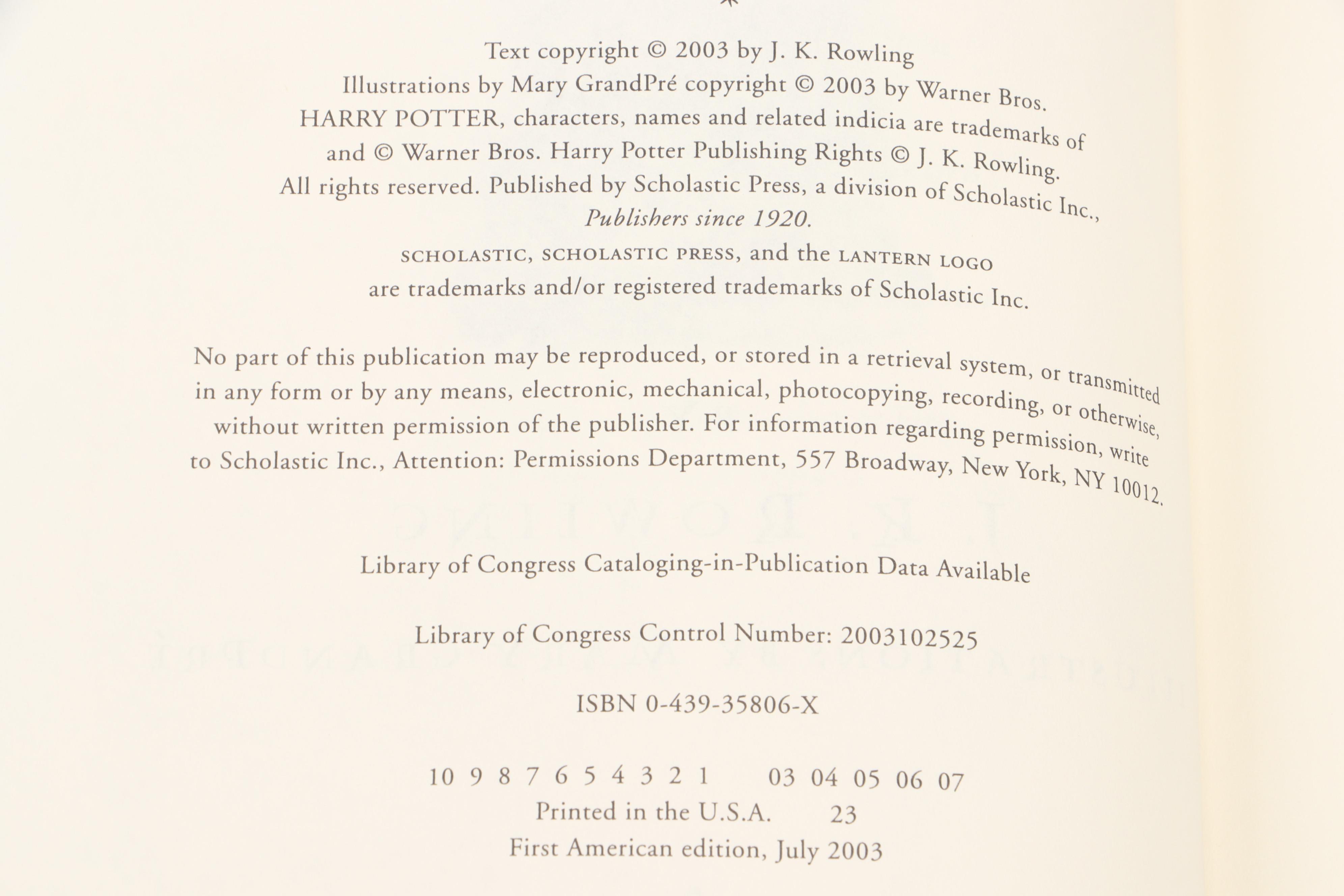 First American Edition "Harry Potter" Complete Series by J. K. Rowling