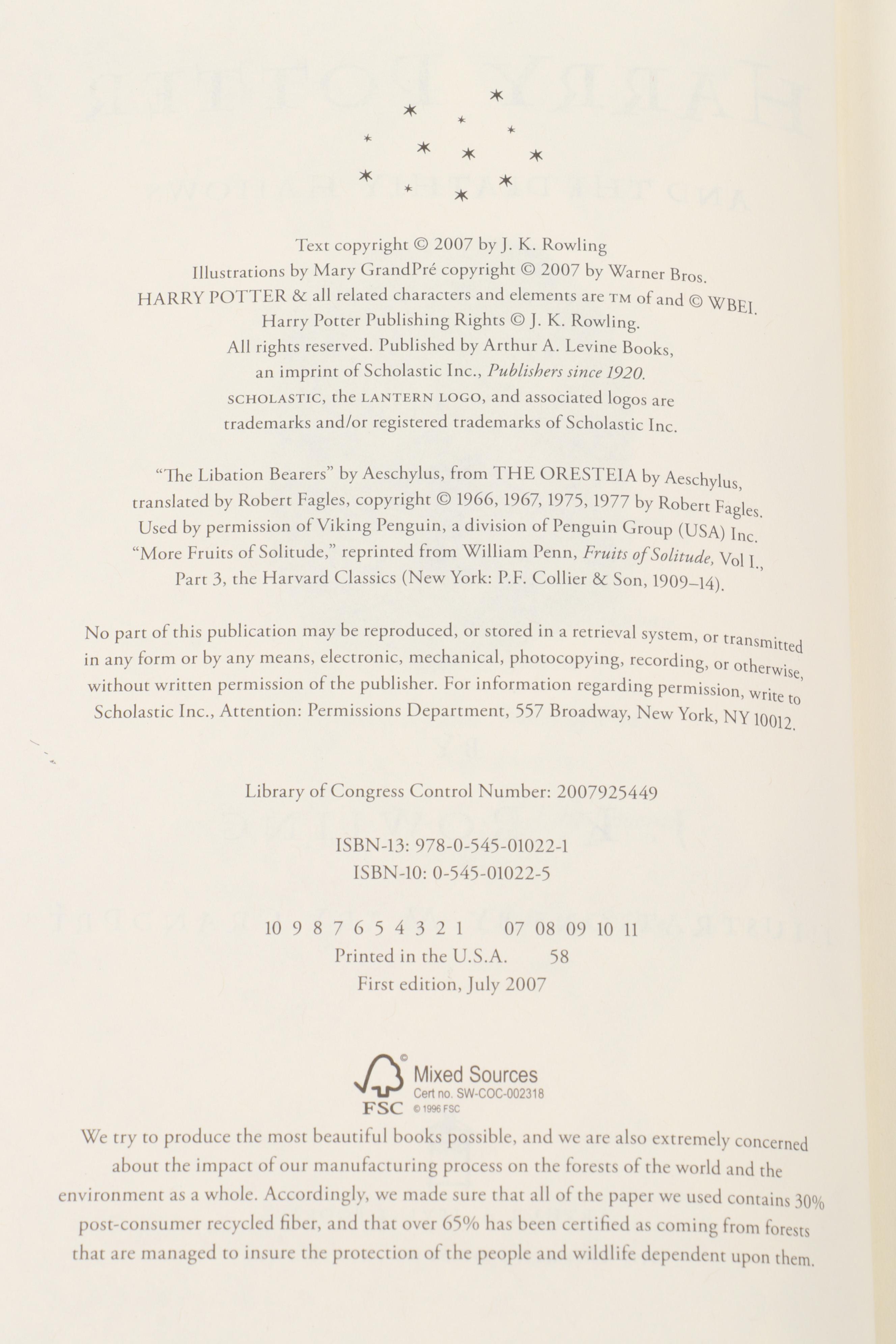 First American Edition "Harry Potter" Complete Series by J. K. Rowling