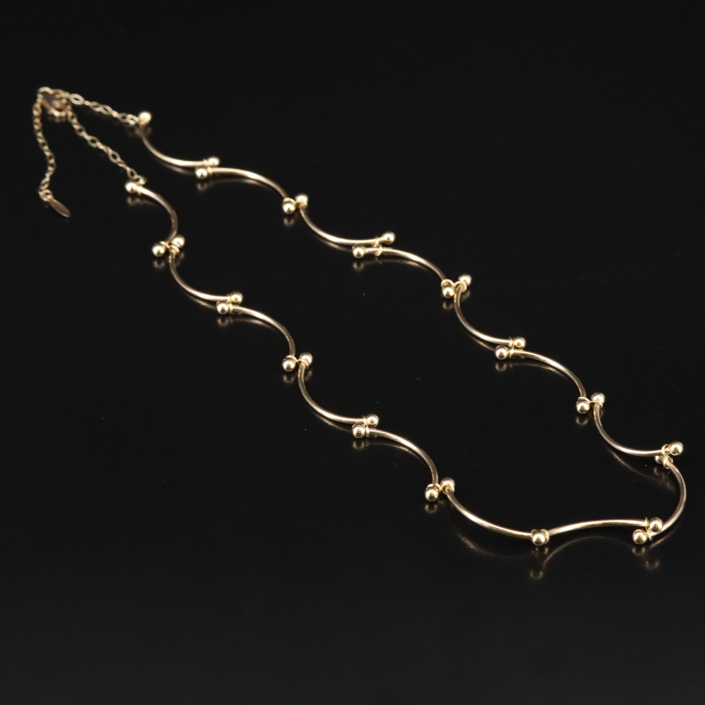 14K Curved Bar Necklace