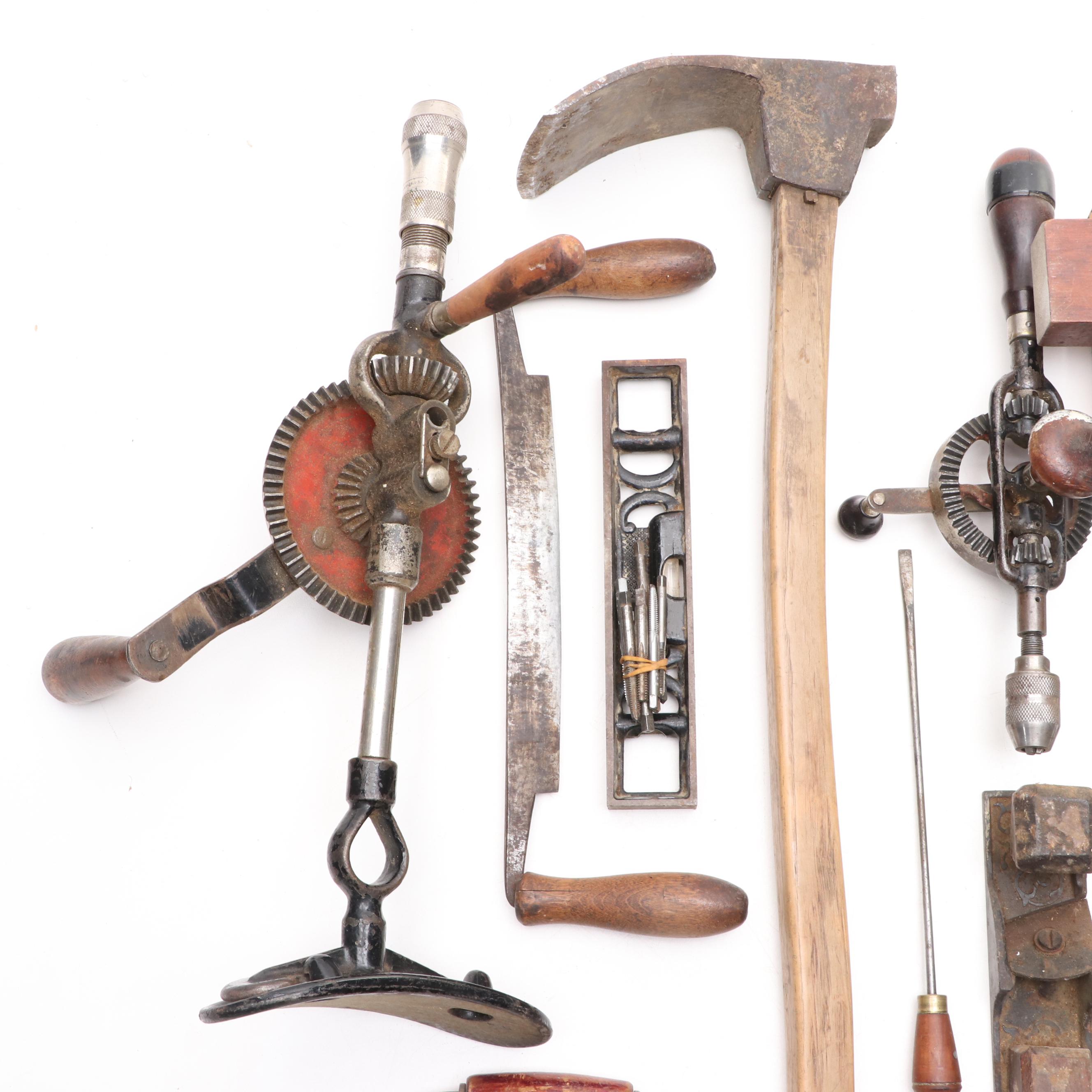Millers Falls Hand Drill with Other Primitive Hand Tools