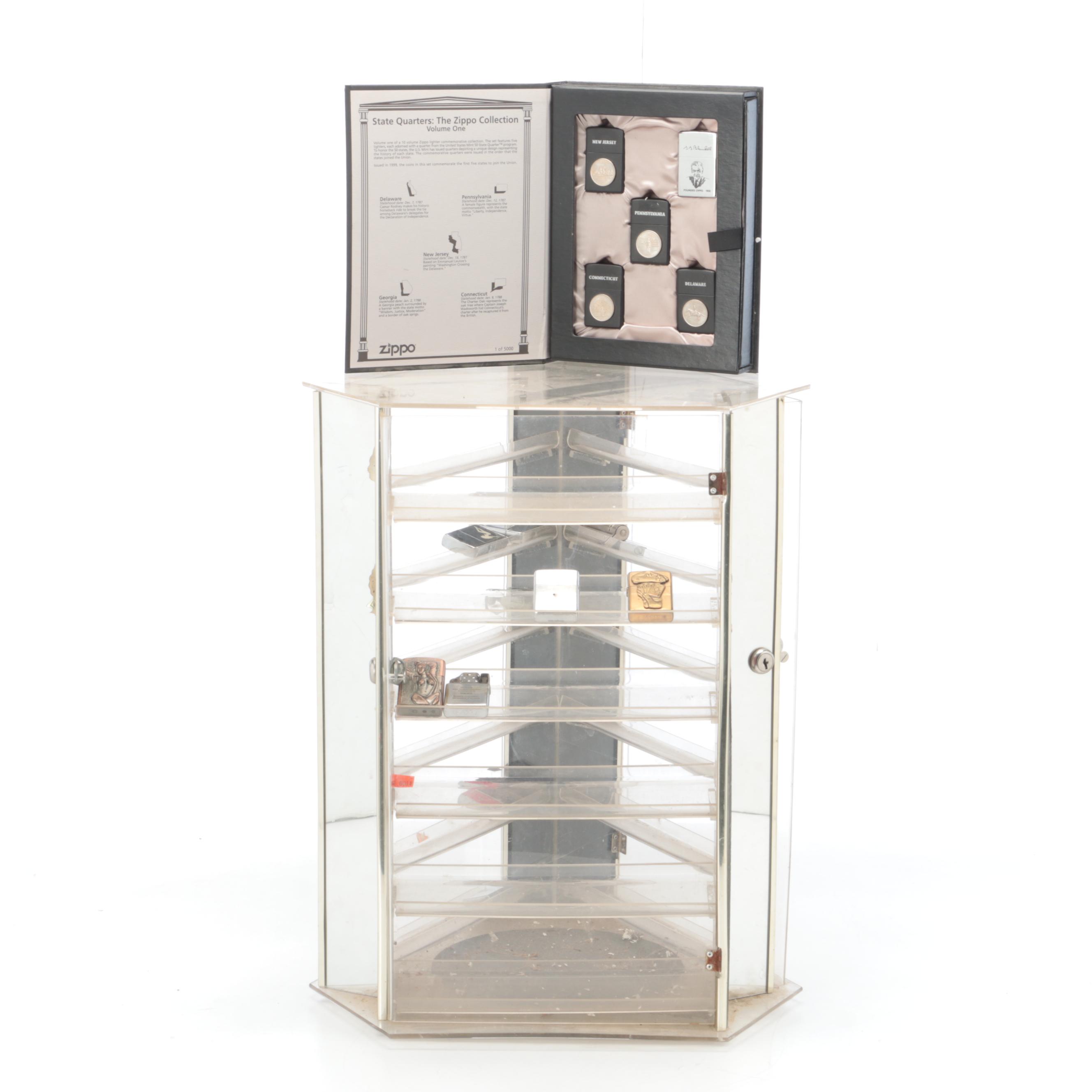 Zippo Etched Metal Lighter with Zippo State Quarter Lighters and More