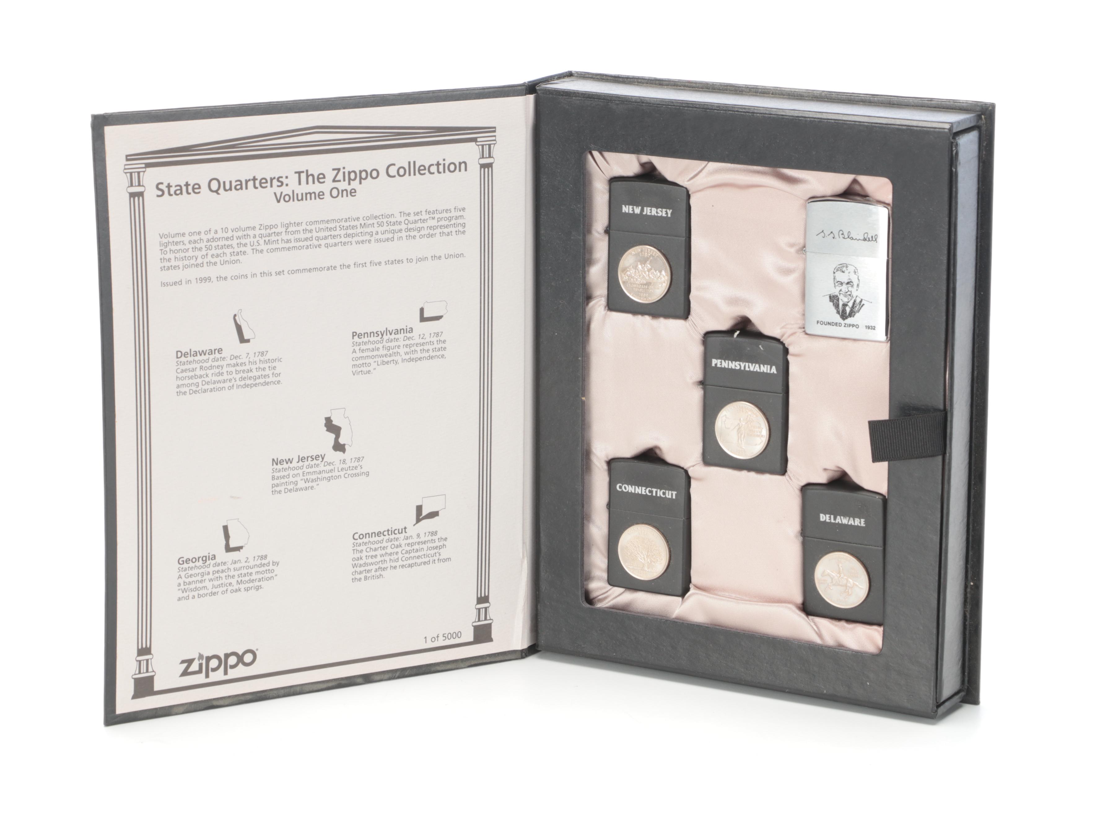 Zippo Etched Metal Lighter with Zippo State Quarter Lighters and More