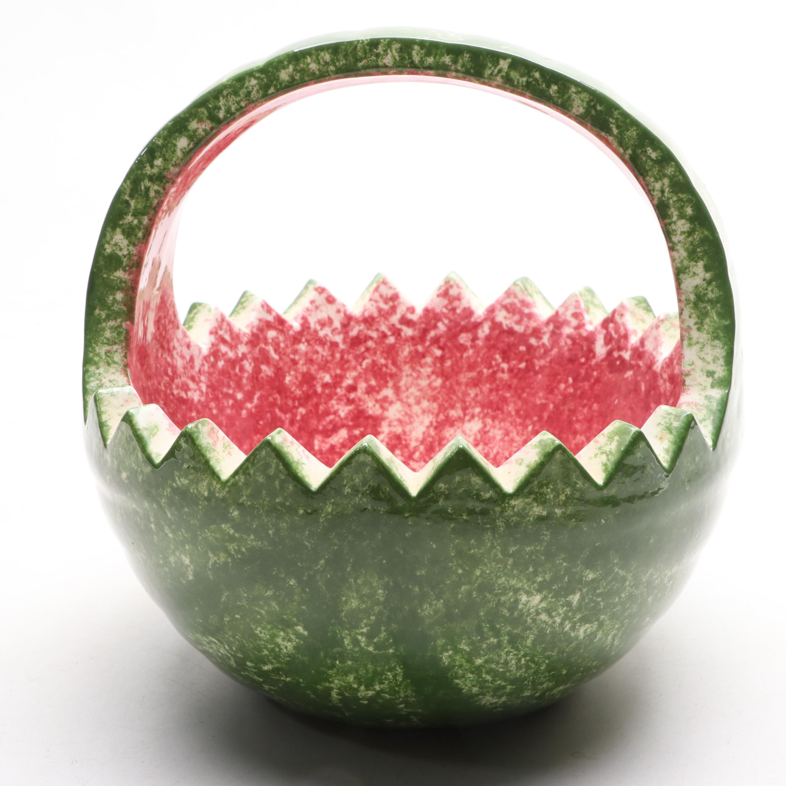 Ceramic Watermelon Shaped Basket Bowl