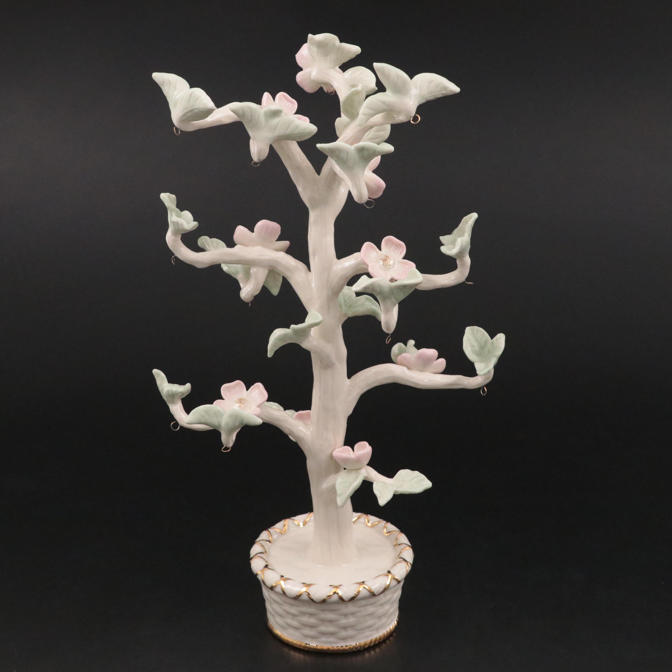 Lenox Porcelain Easter Ornament Tree with Ornaments and Figural Serving Tray