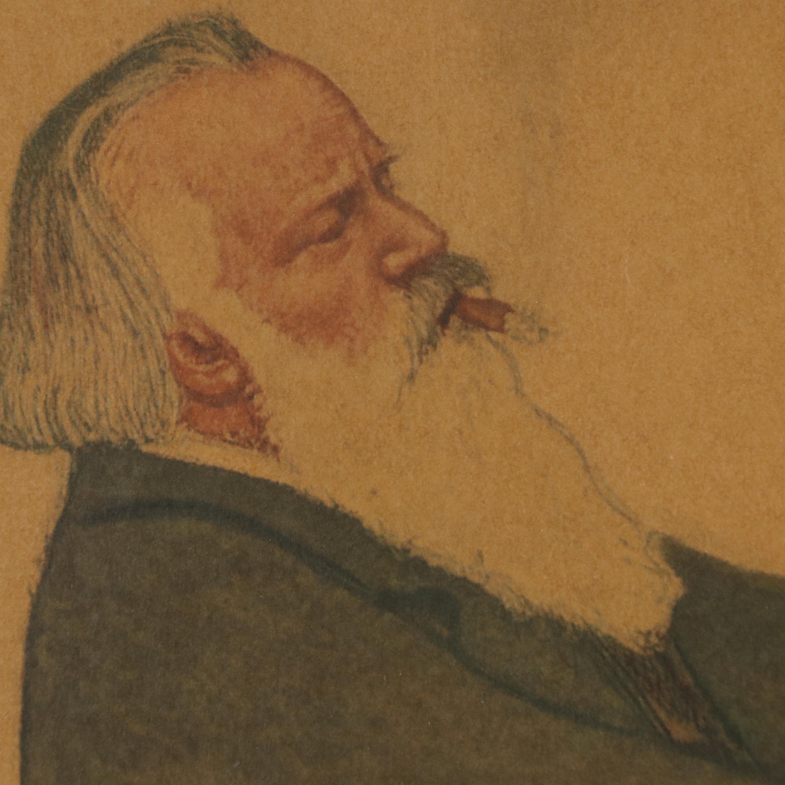 Offset Lithograph After Willy von Beckerath "Johannes Brahms at the Piano"