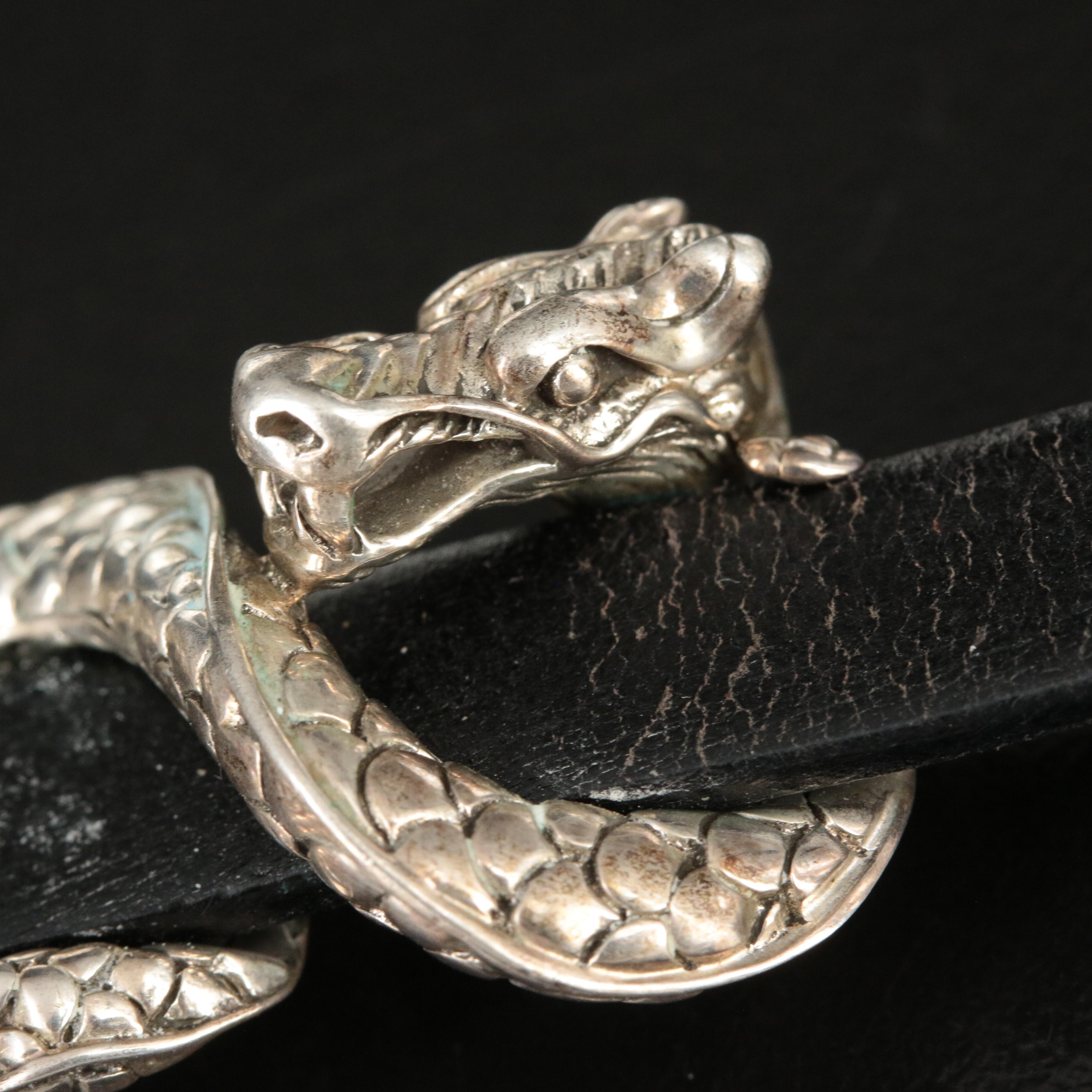 John Hardy 'Legends Naga' Sterling and Leather Bracelet