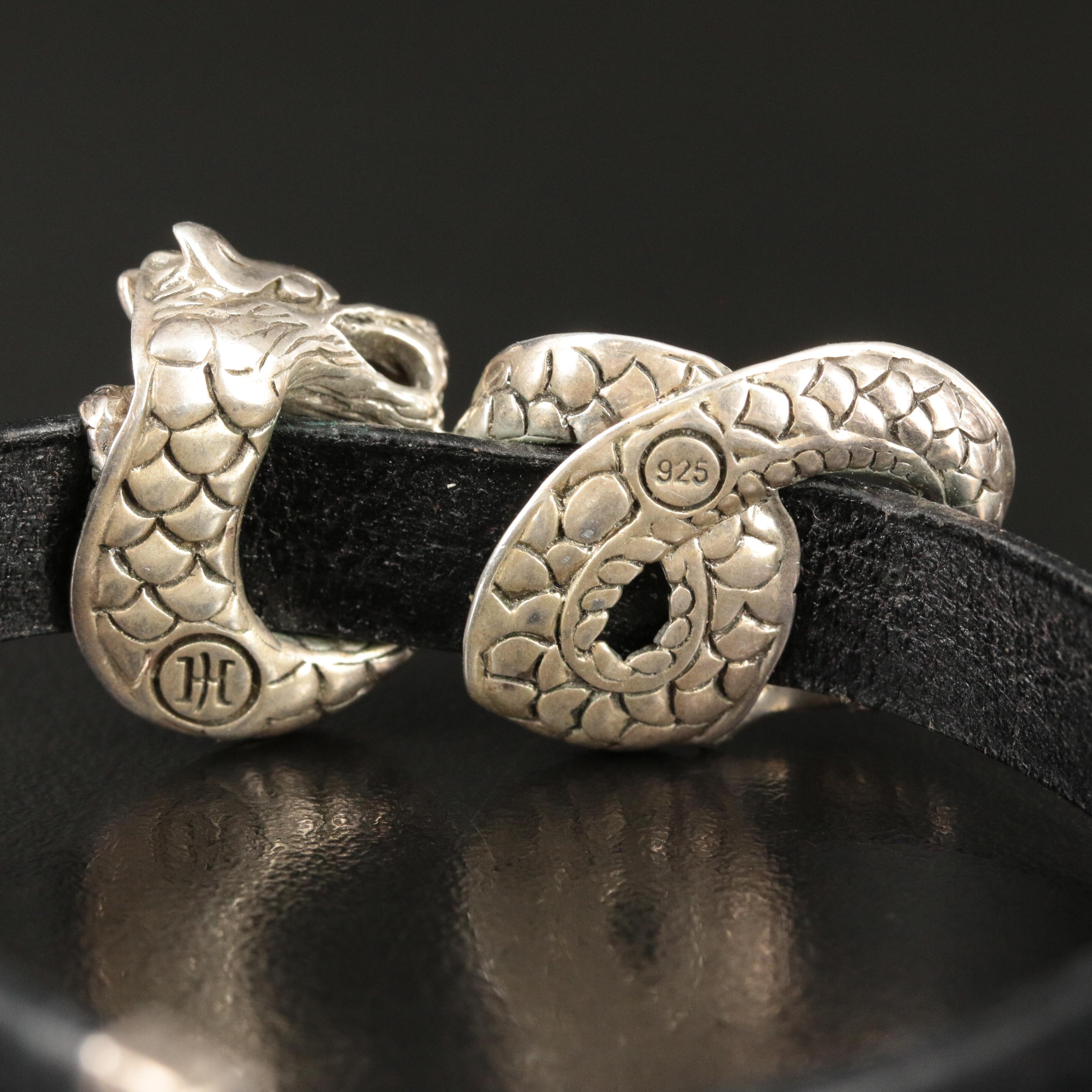 John Hardy 'Legends Naga' Sterling and Leather Bracelet