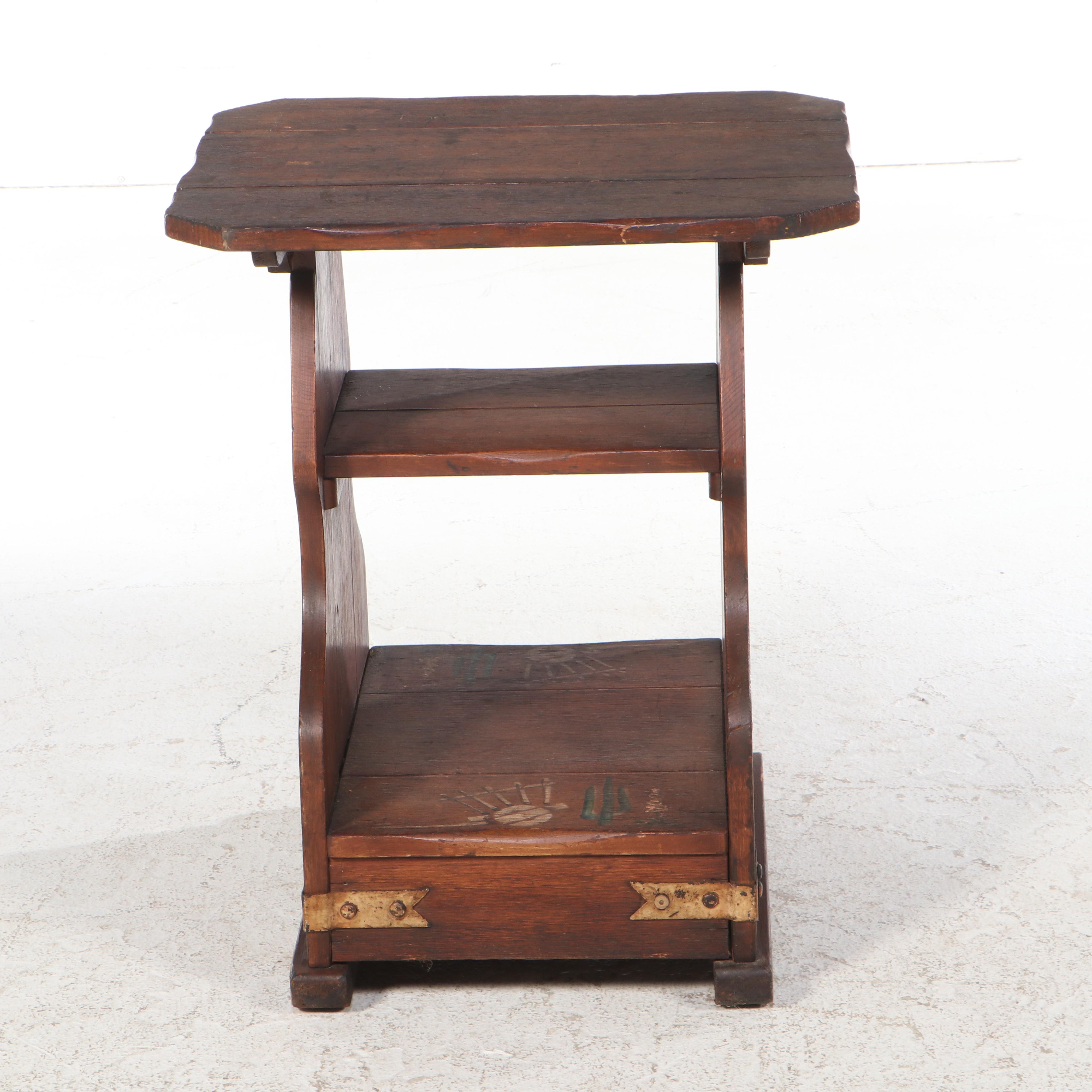 South Western Style Painted Wooden Side Table, Mid to Late 20th Century