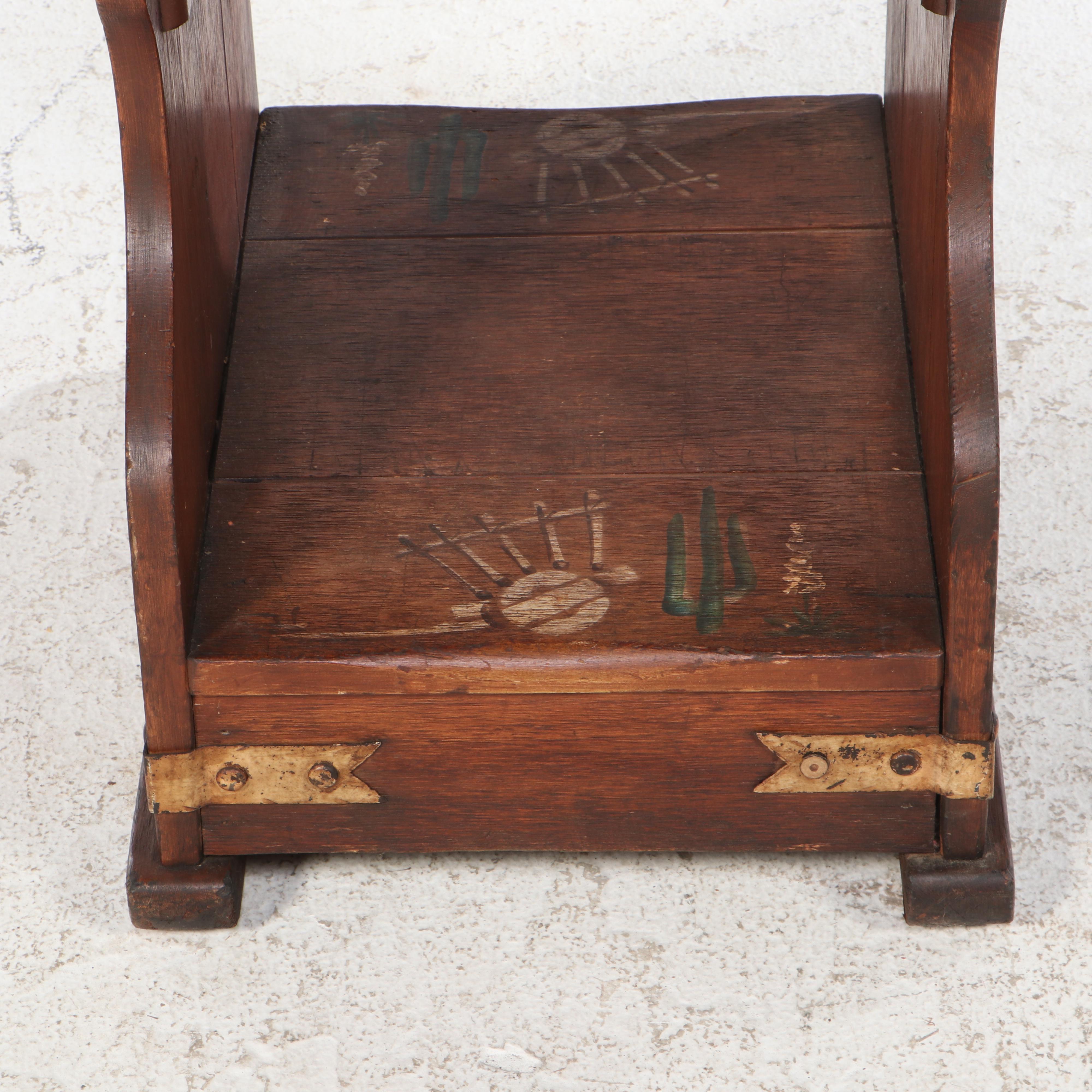 South Western Style Painted Wooden Side Table, Mid to Late 20th Century