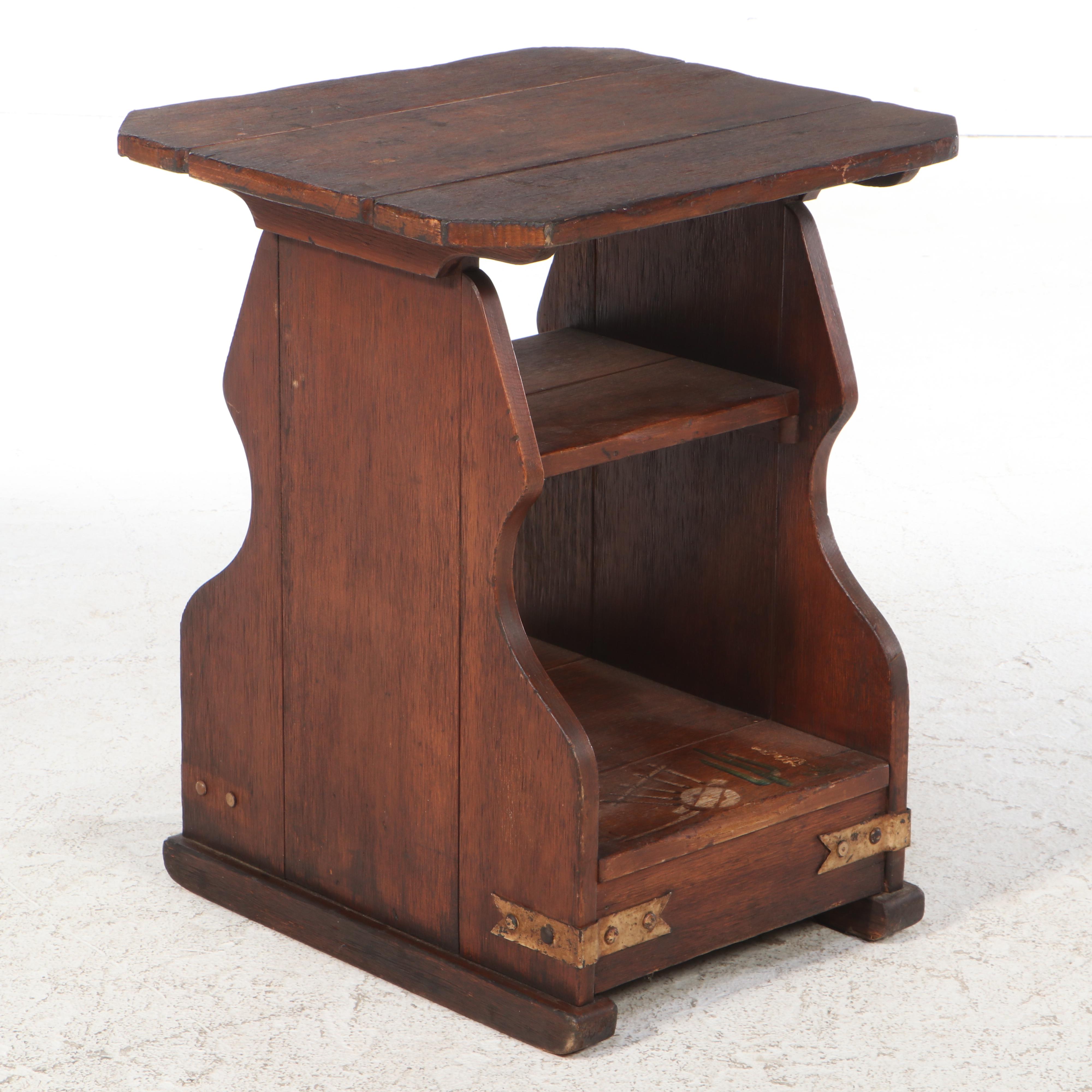 South Western Style Painted Wooden Side Table, Mid to Late 20th Century