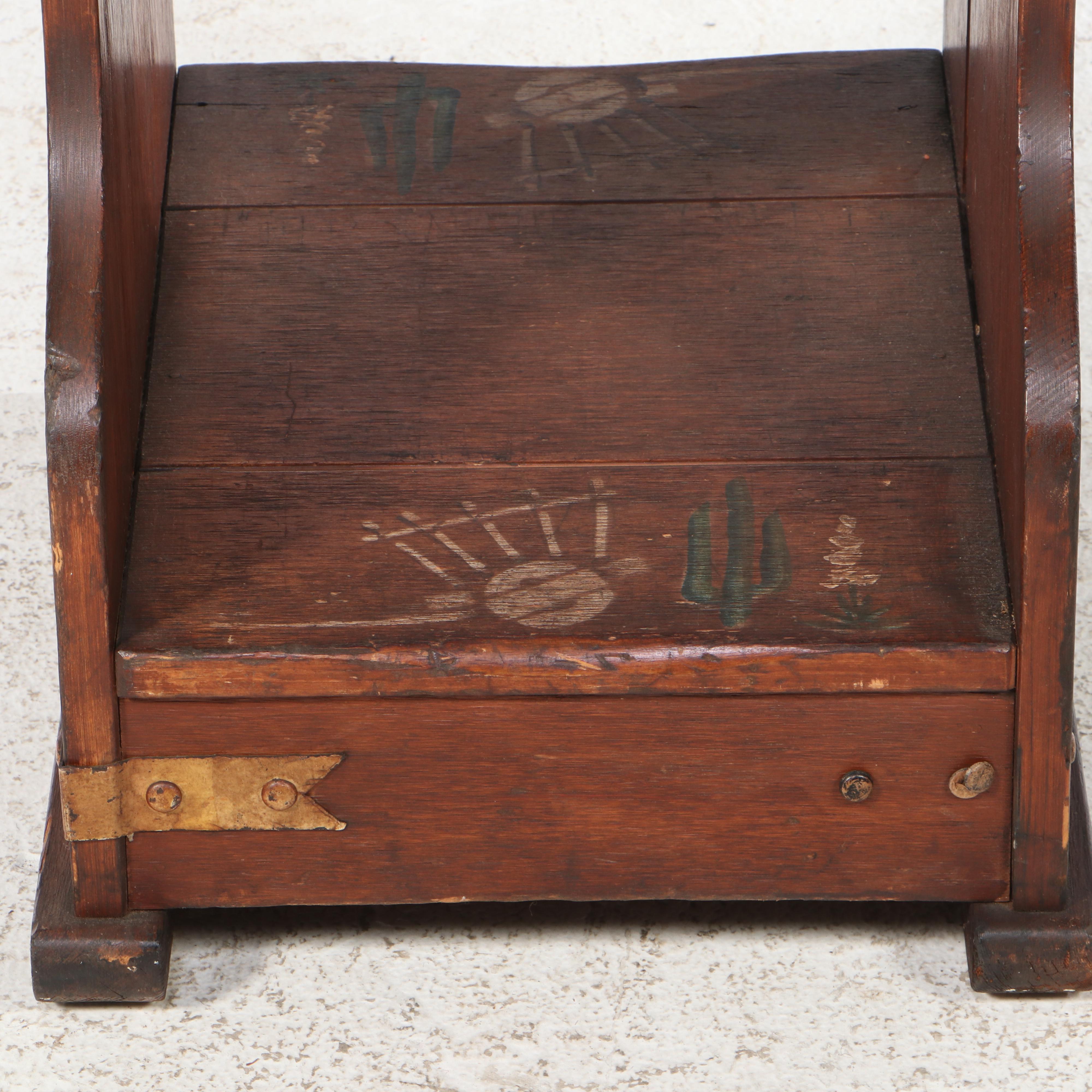 South Western Style Painted Wooden Side Table, Mid to Late 20th Century