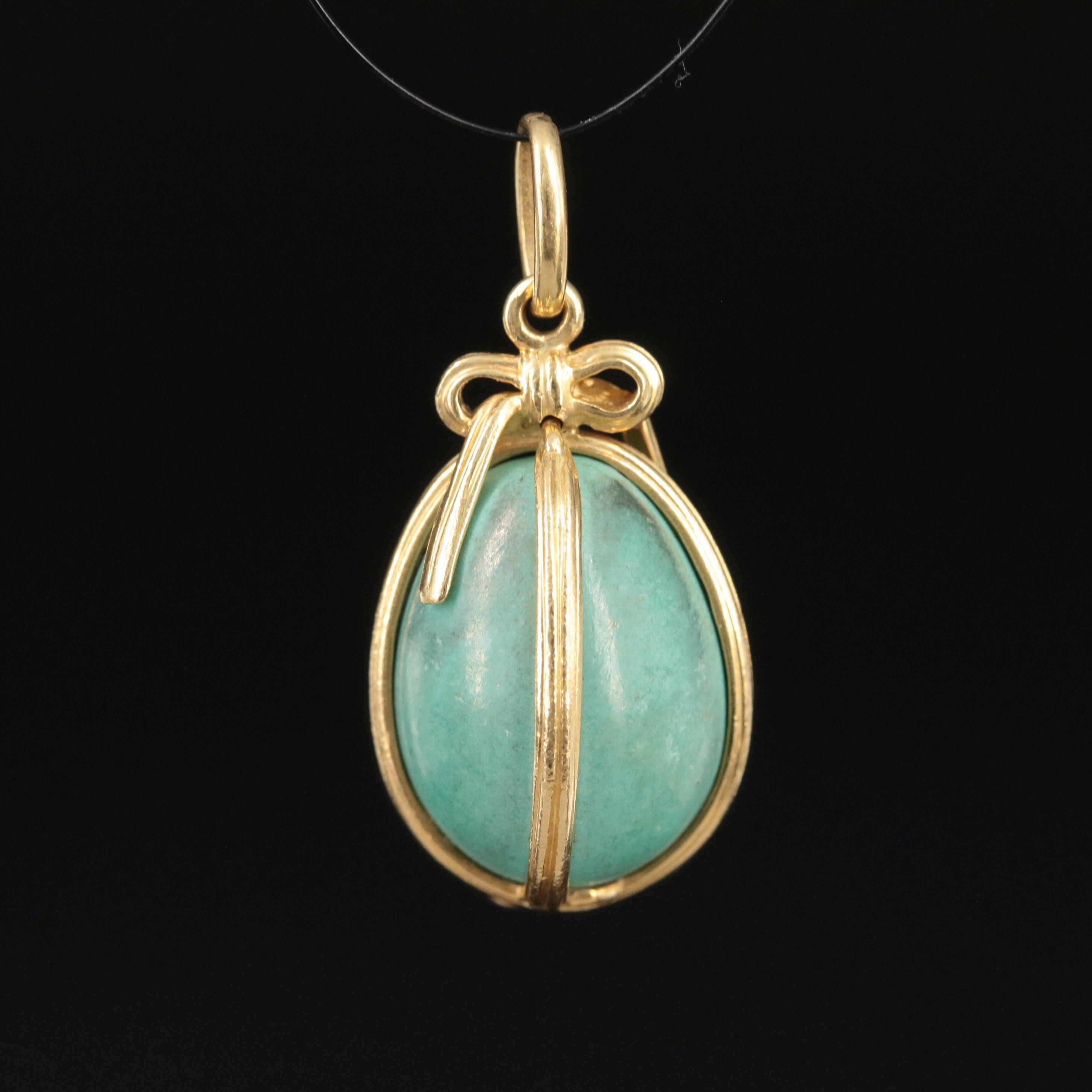 Tiffany & Co. Schlumberger Studios 18K Turquoise Egg Charm Pendant