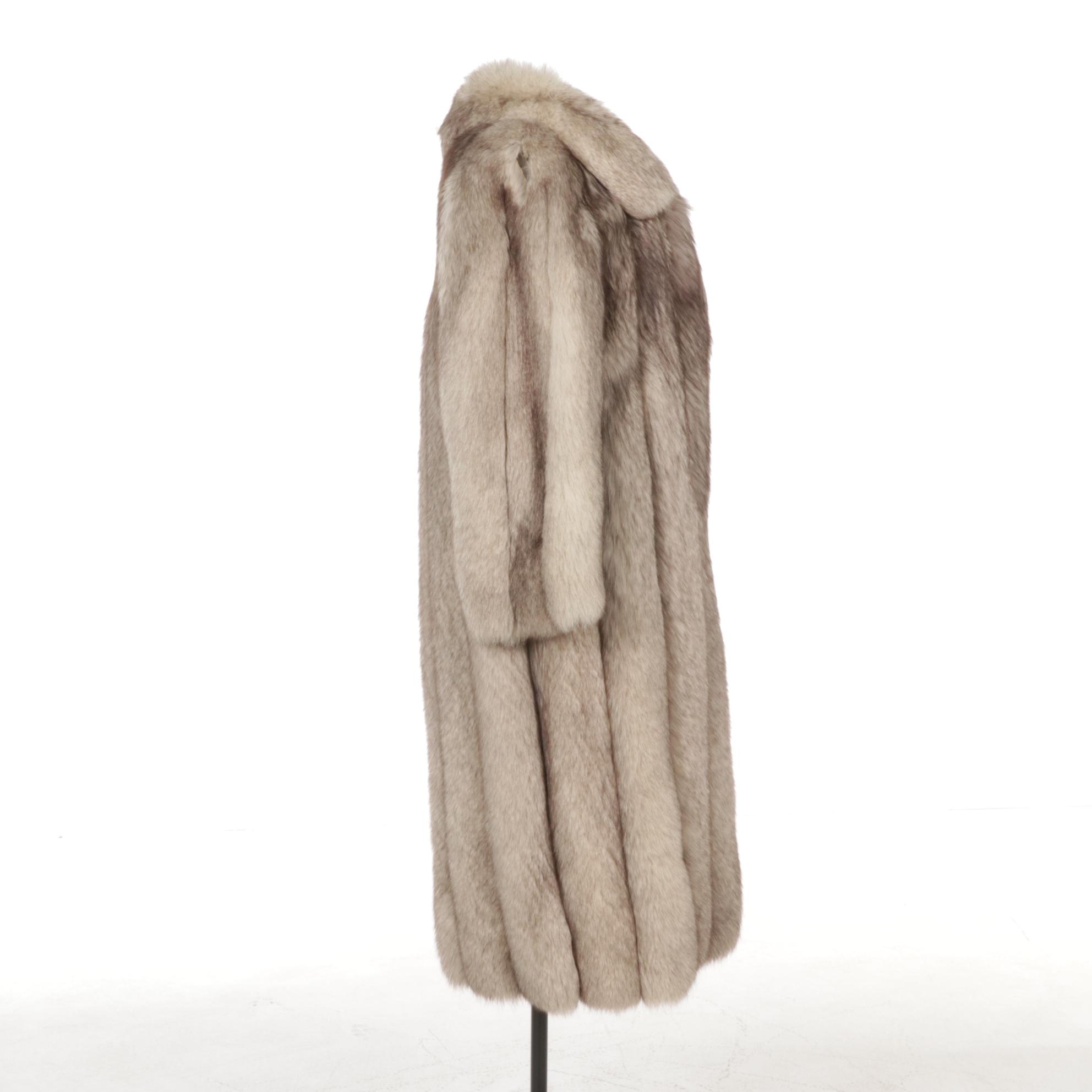 Tip Dyed Fox Fur Full Length Coat