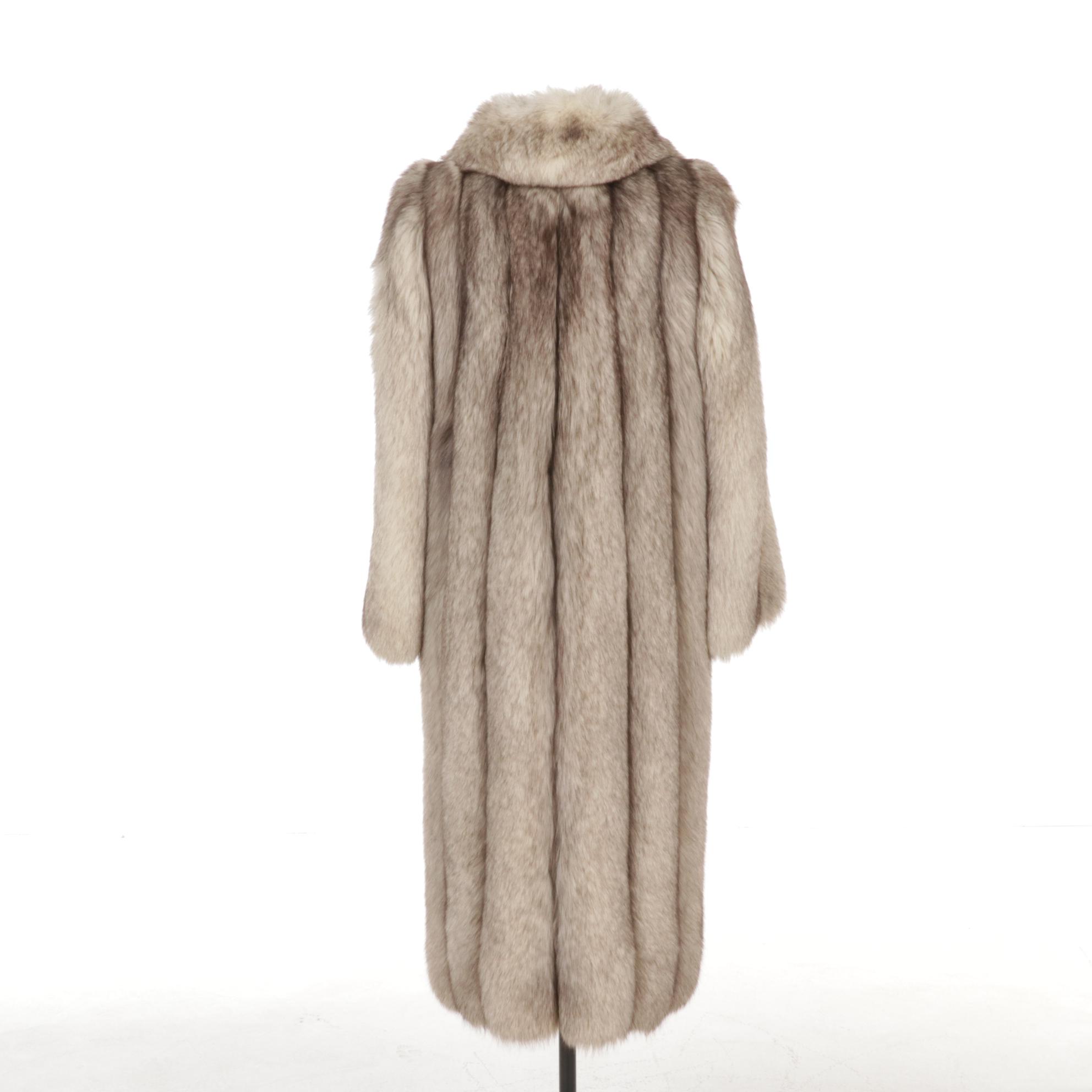 Tip Dyed Fox Fur Full Length Coat