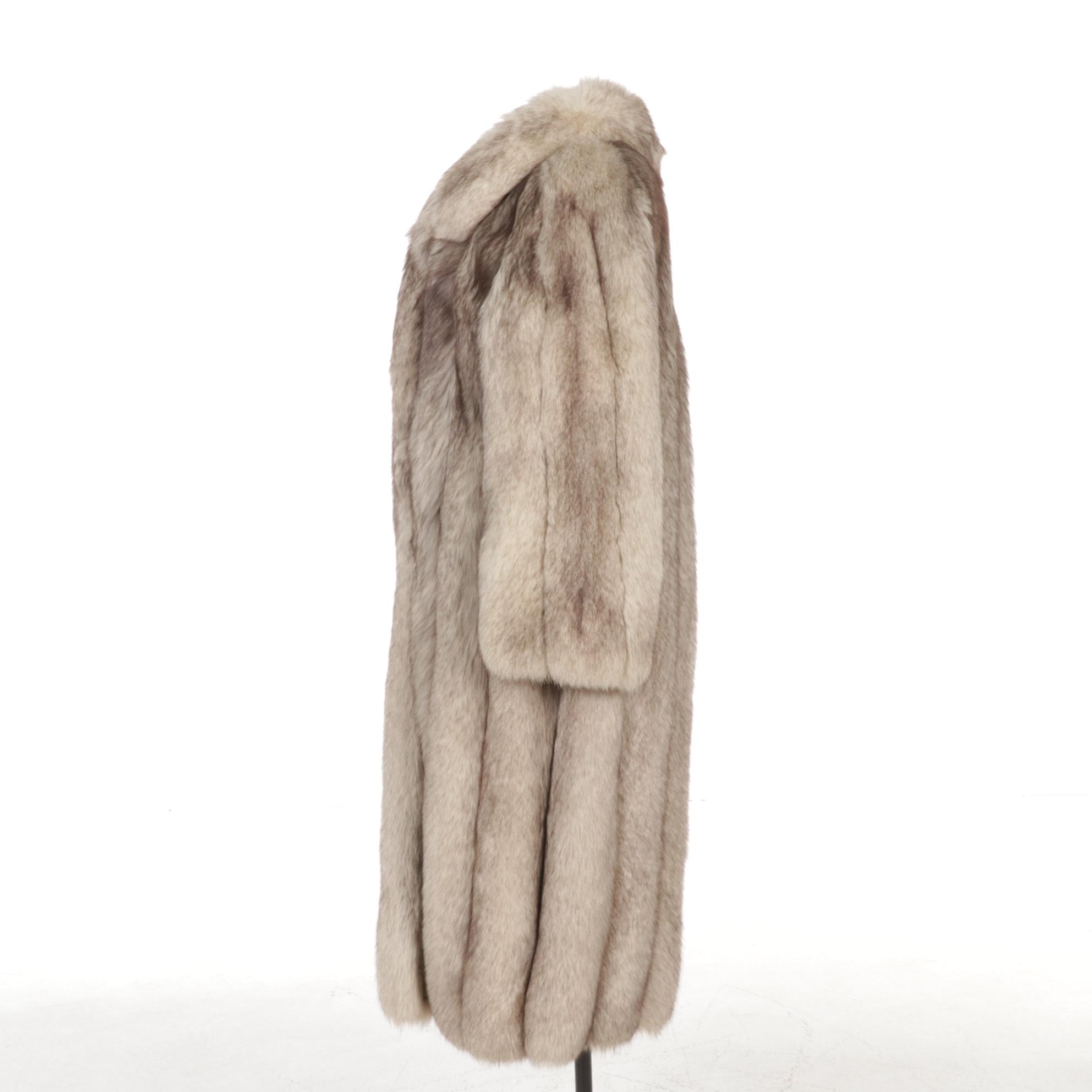 Tip Dyed Fox Fur Full Length Coat