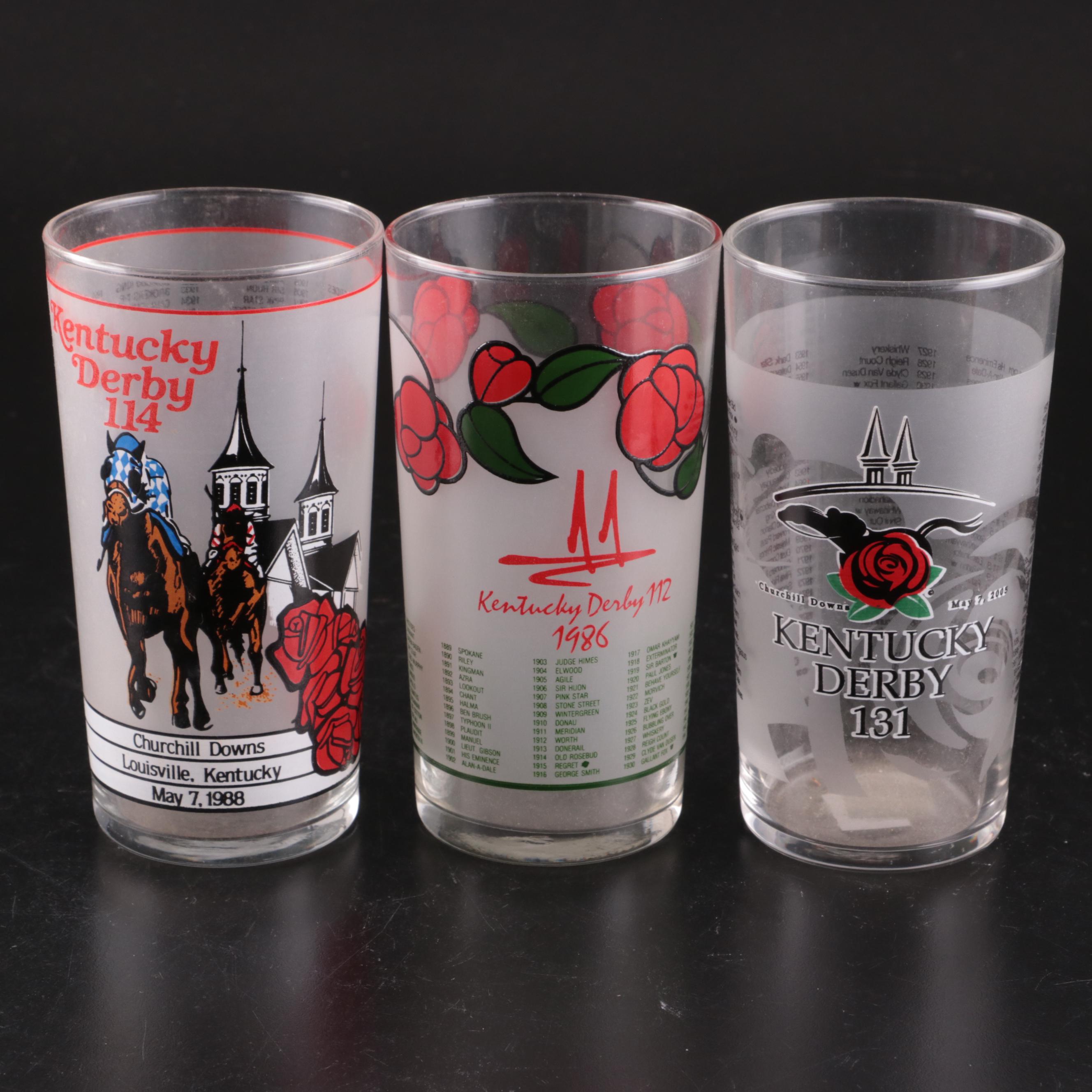 Kentucky Derby Commemorative Glasses and Jim Beam Ceramic Decanters