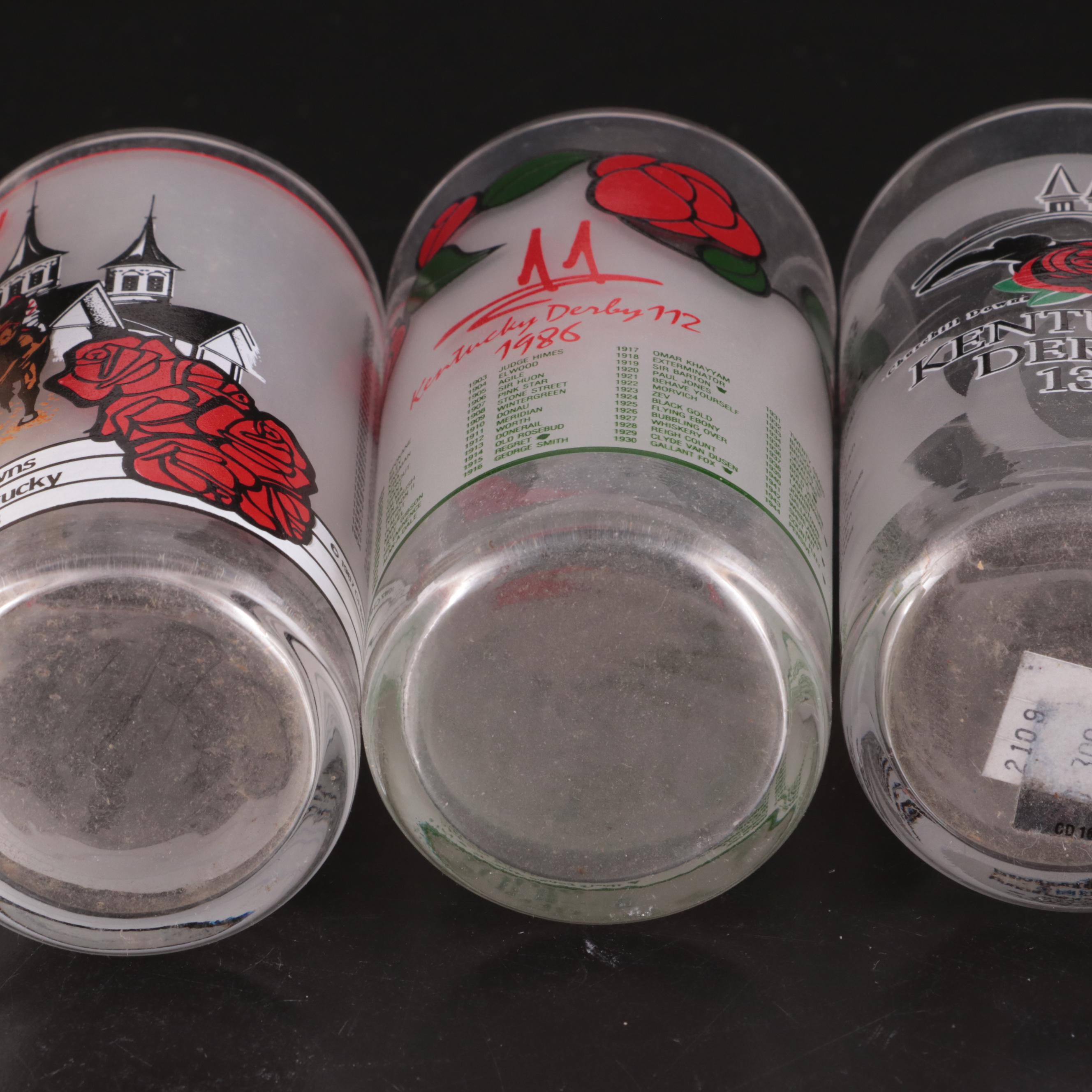 Kentucky Derby Commemorative Glasses and Jim Beam Ceramic Decanters