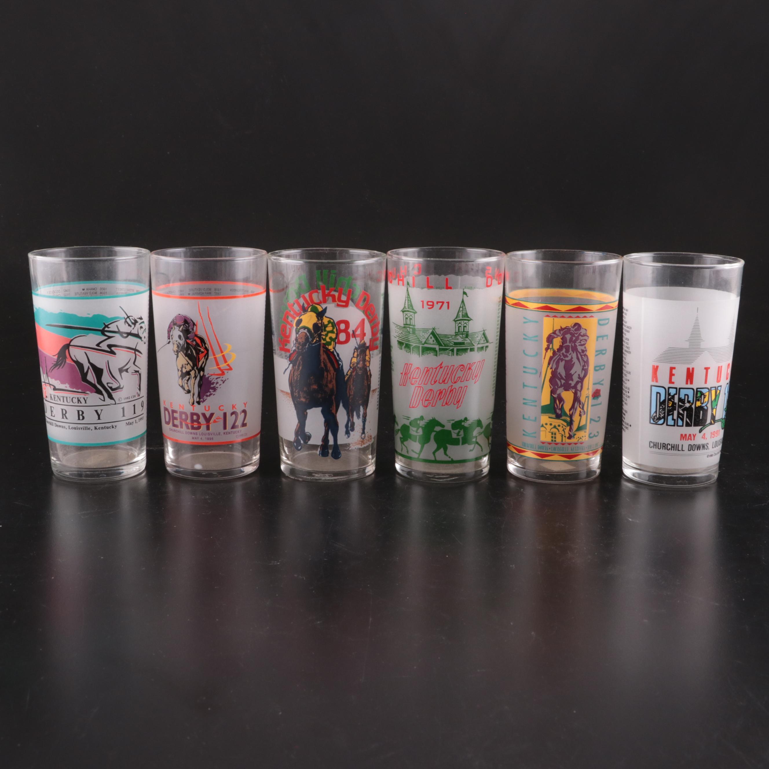 Kentucky Derby Commemorative Glasses and Jim Beam Ceramic Decanters