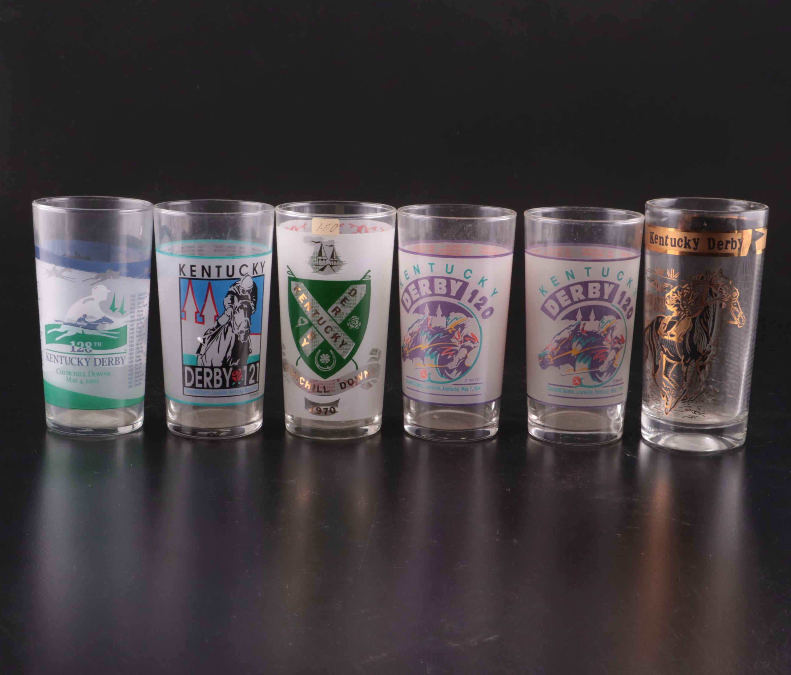 Kentucky Derby Commemorative Glasses and Jim Beam Ceramic Decanters