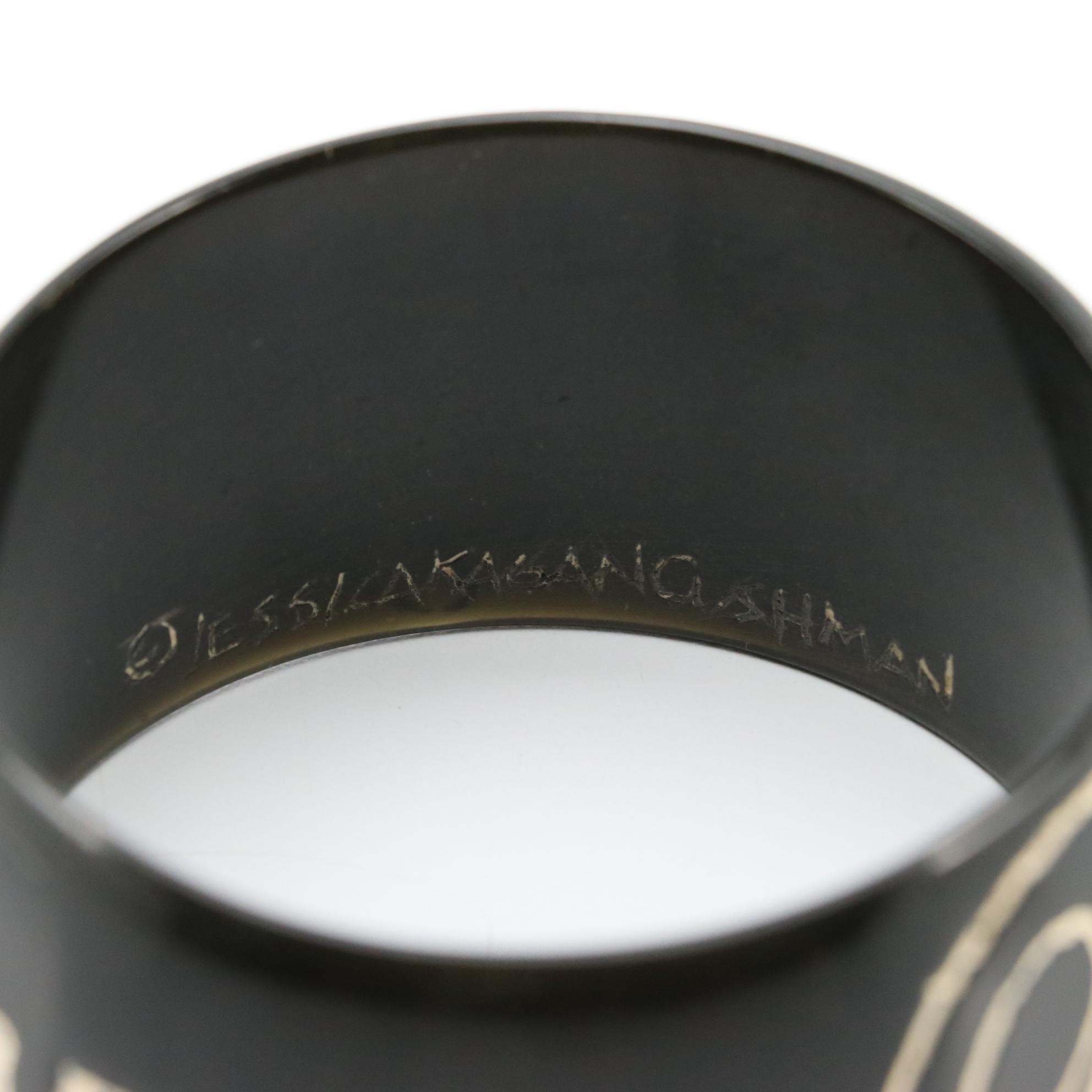 Jessica Kagan Cushman "Ripped Off By Chanel" B&W Resin Bangle Bracelet