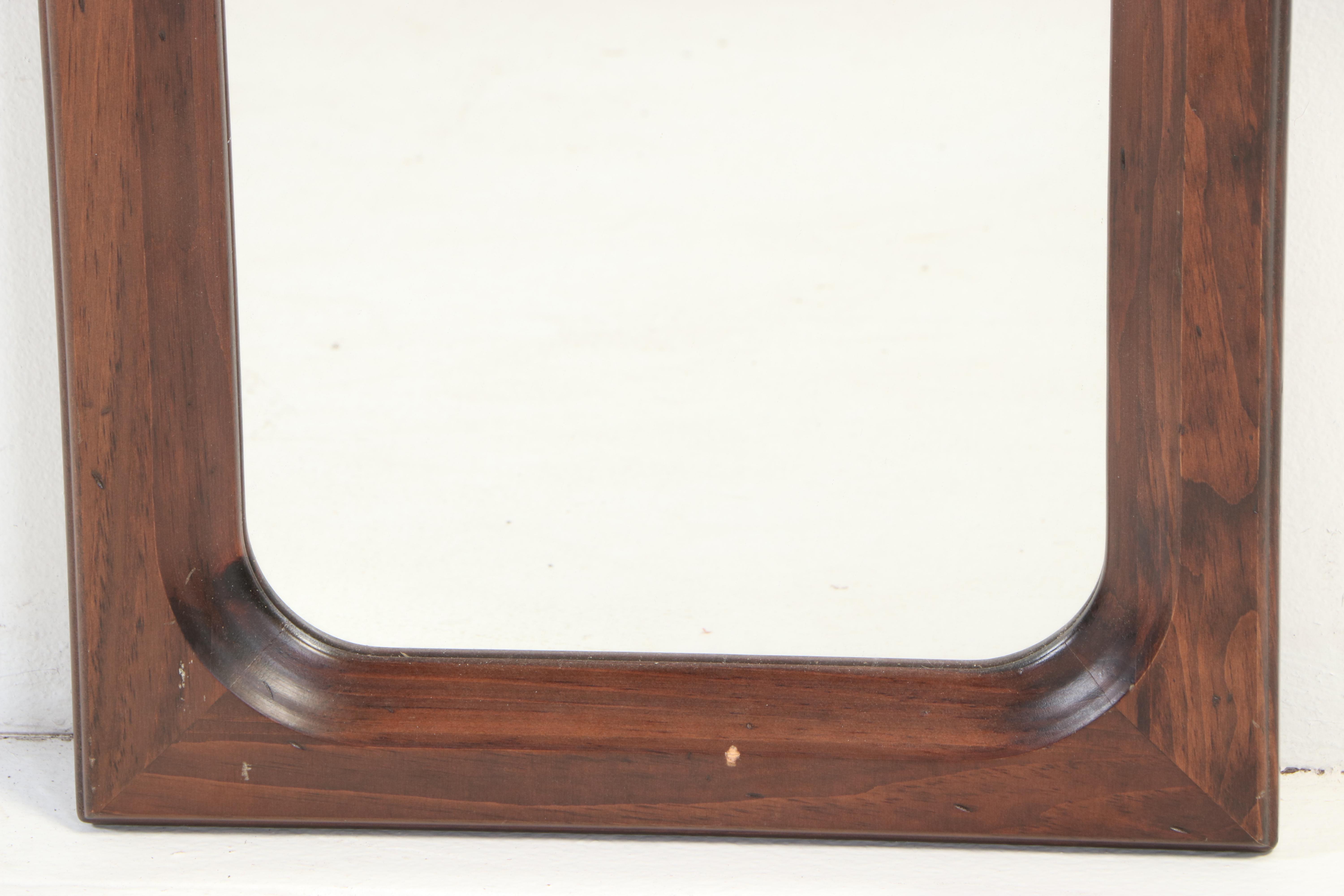 Wooden Walnut Finish Frame Wall Mirror