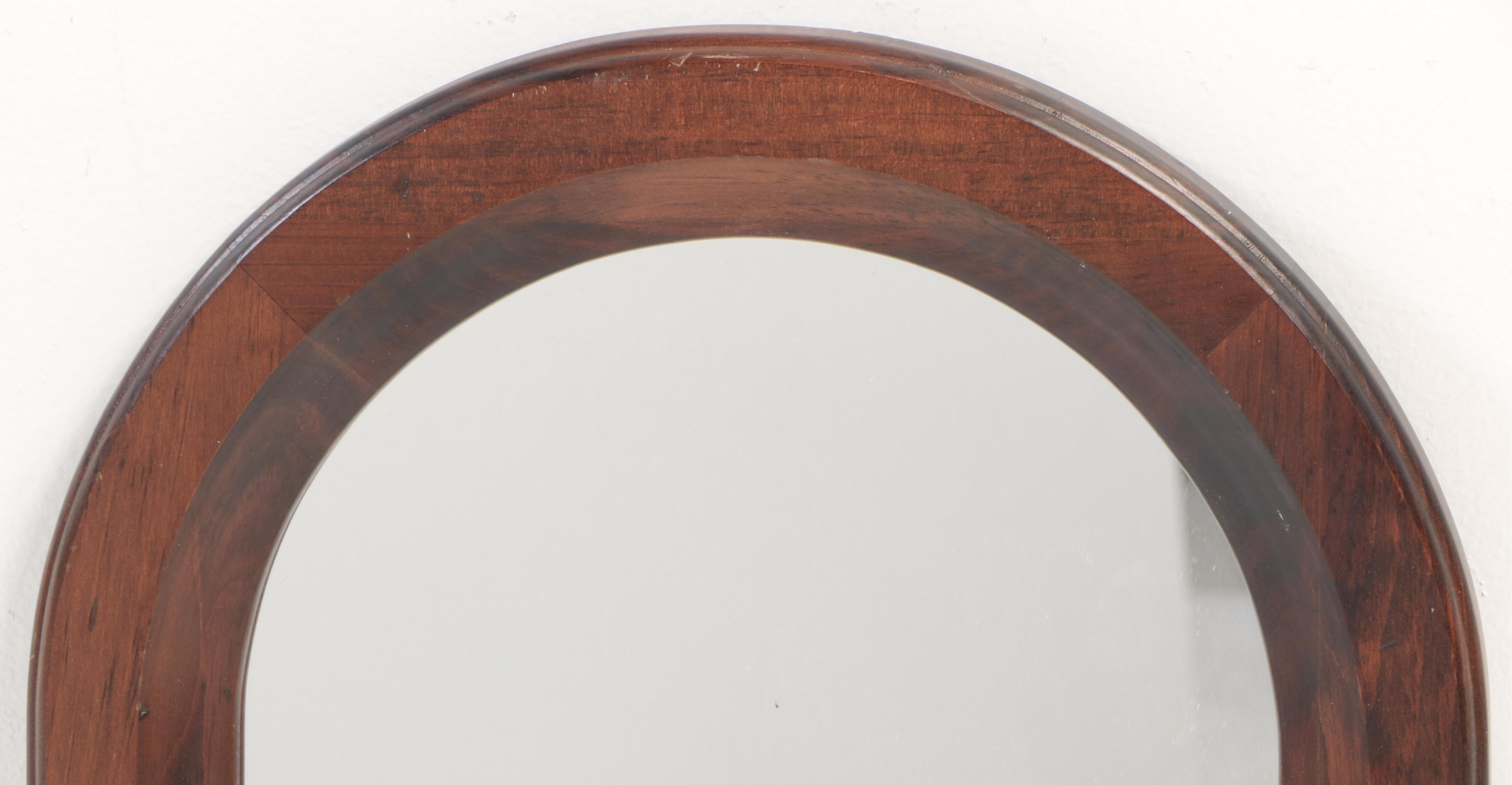 Wooden Walnut Finish Frame Wall Mirror