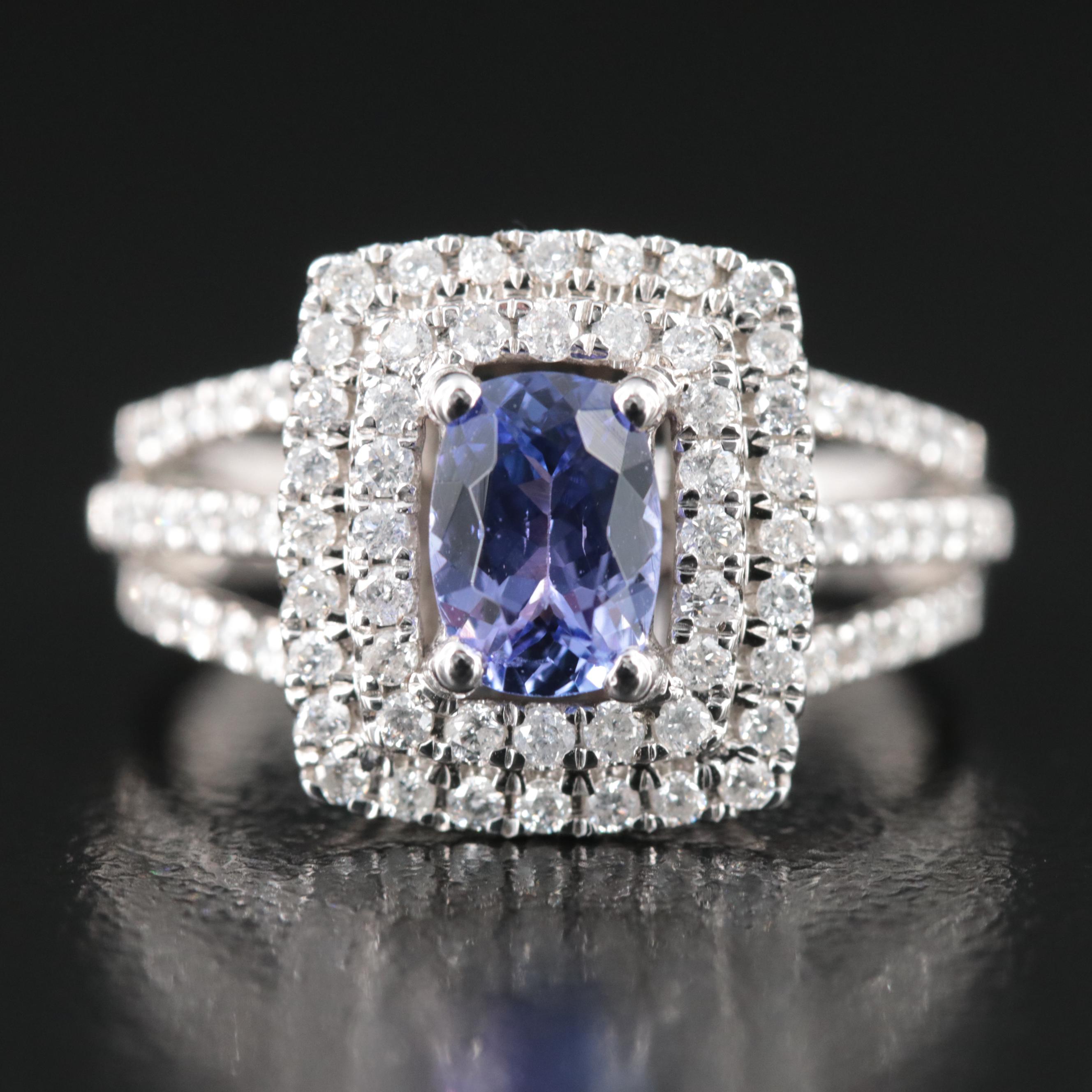 Kallati 9K Tanzanite and Diamond Ring