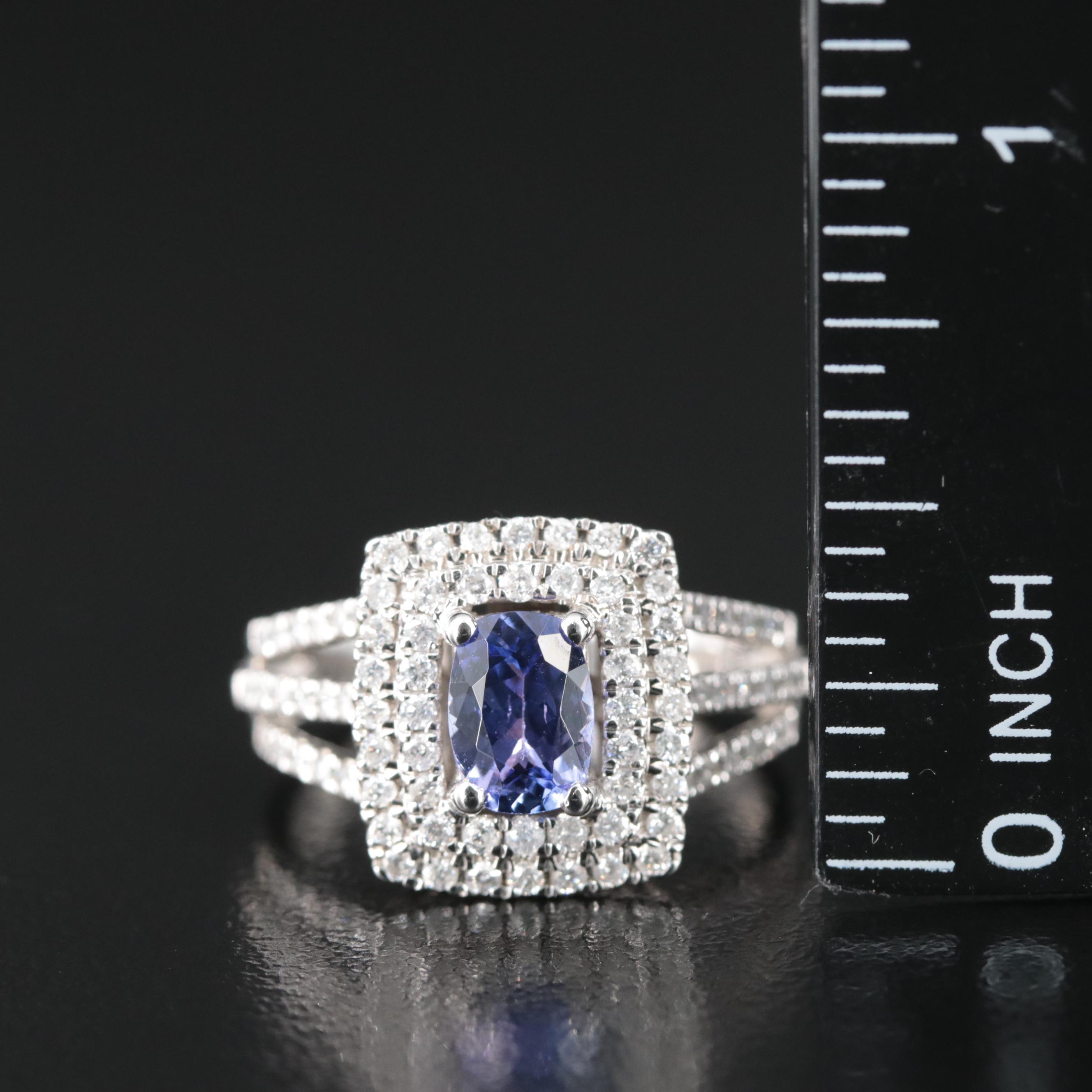 Kallati 9K Tanzanite and Diamond Ring