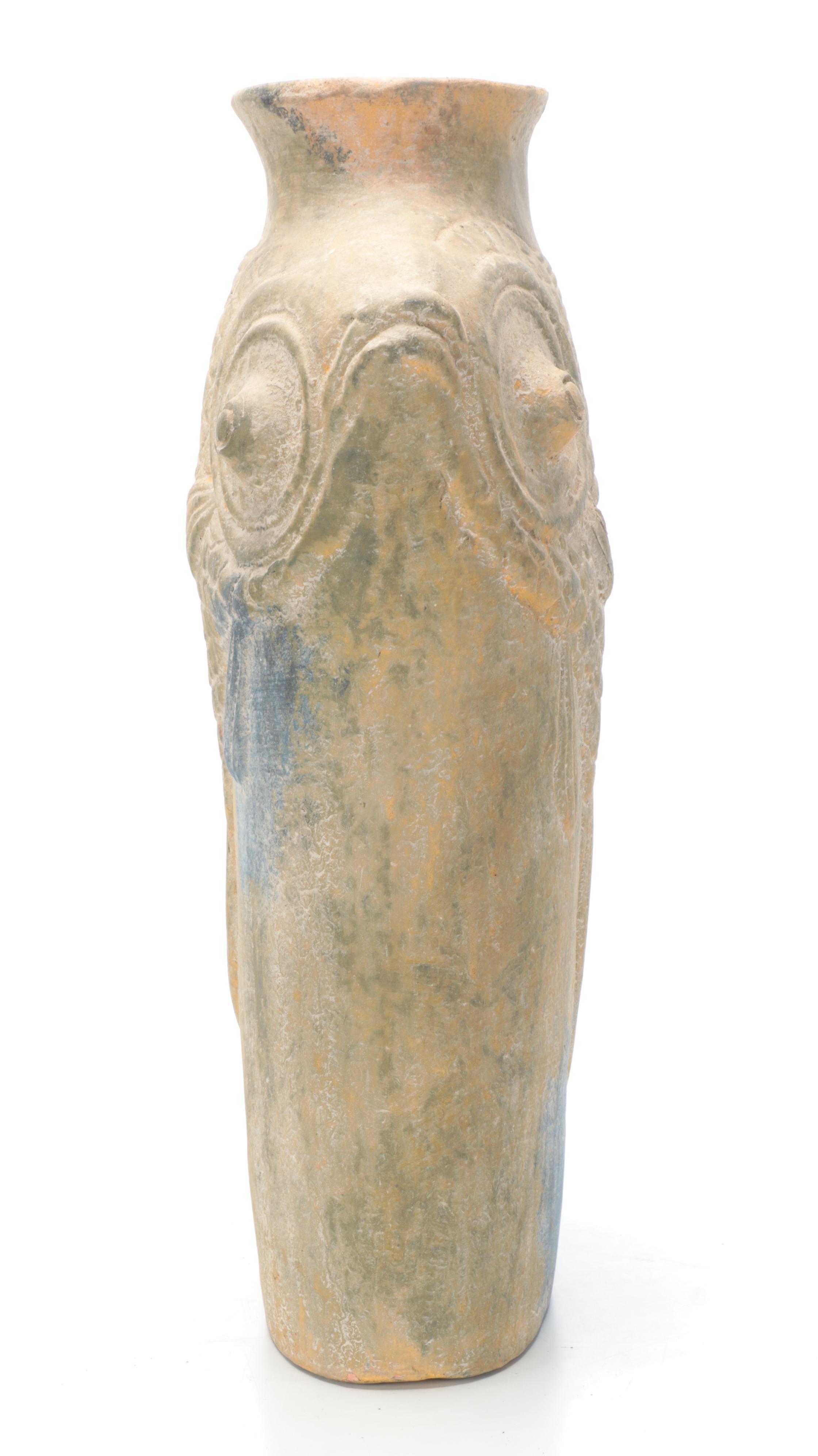 Glaze Wash Ceramic Water Jug Fish Motif Vase