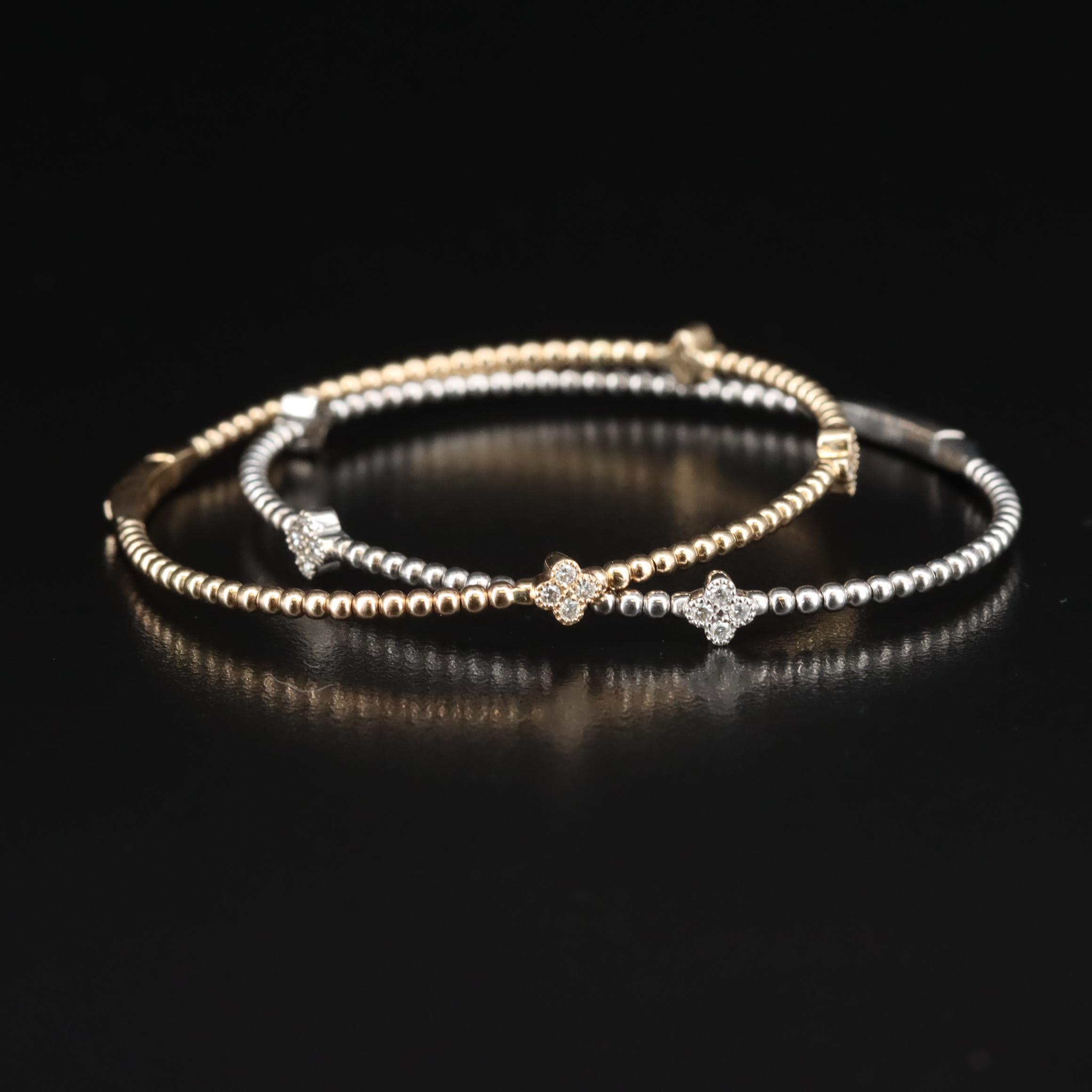 14K 0.36 CTW Diamond Station Bead Bracelet Set