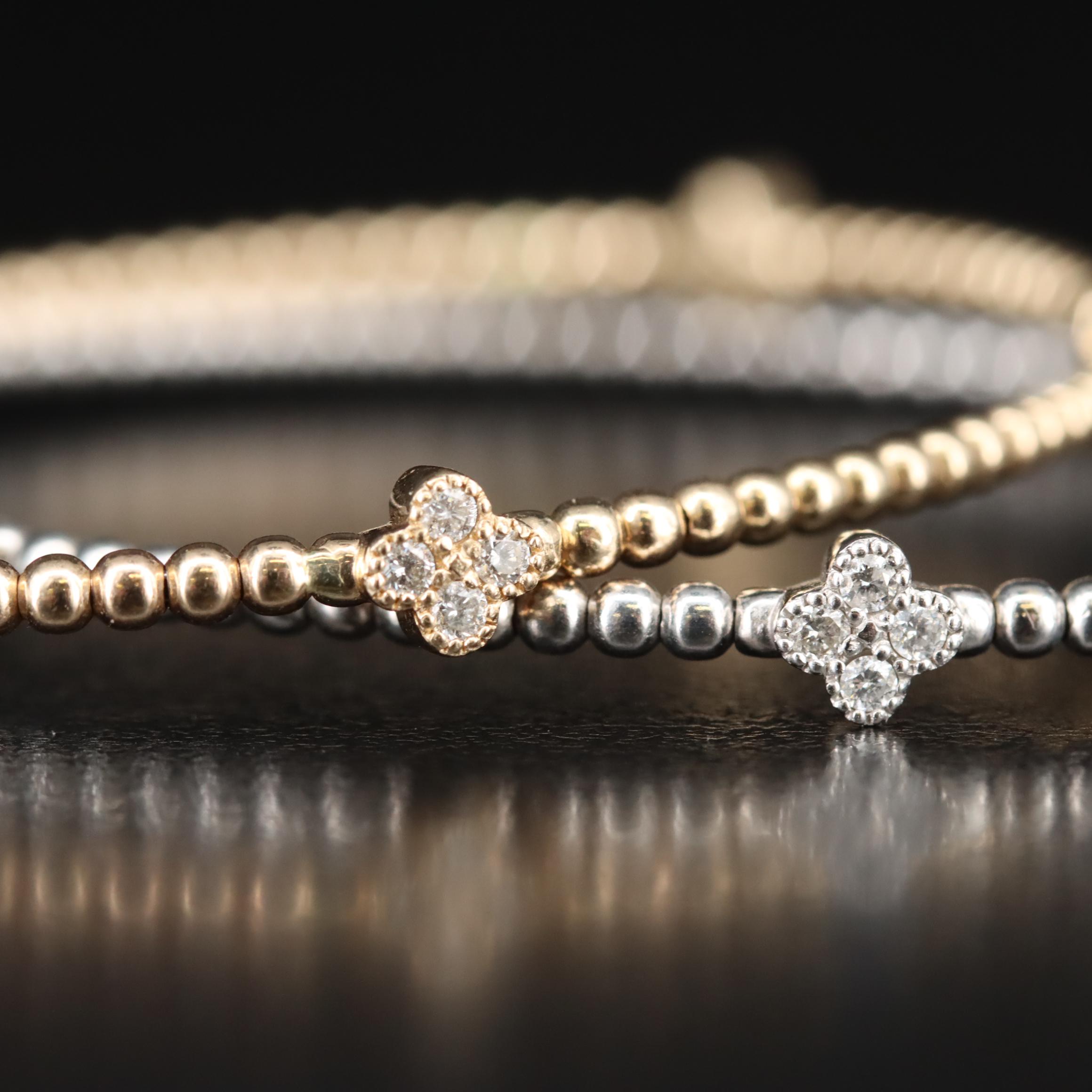 14K 0.36 CTW Diamond Station Bead Bracelet Set